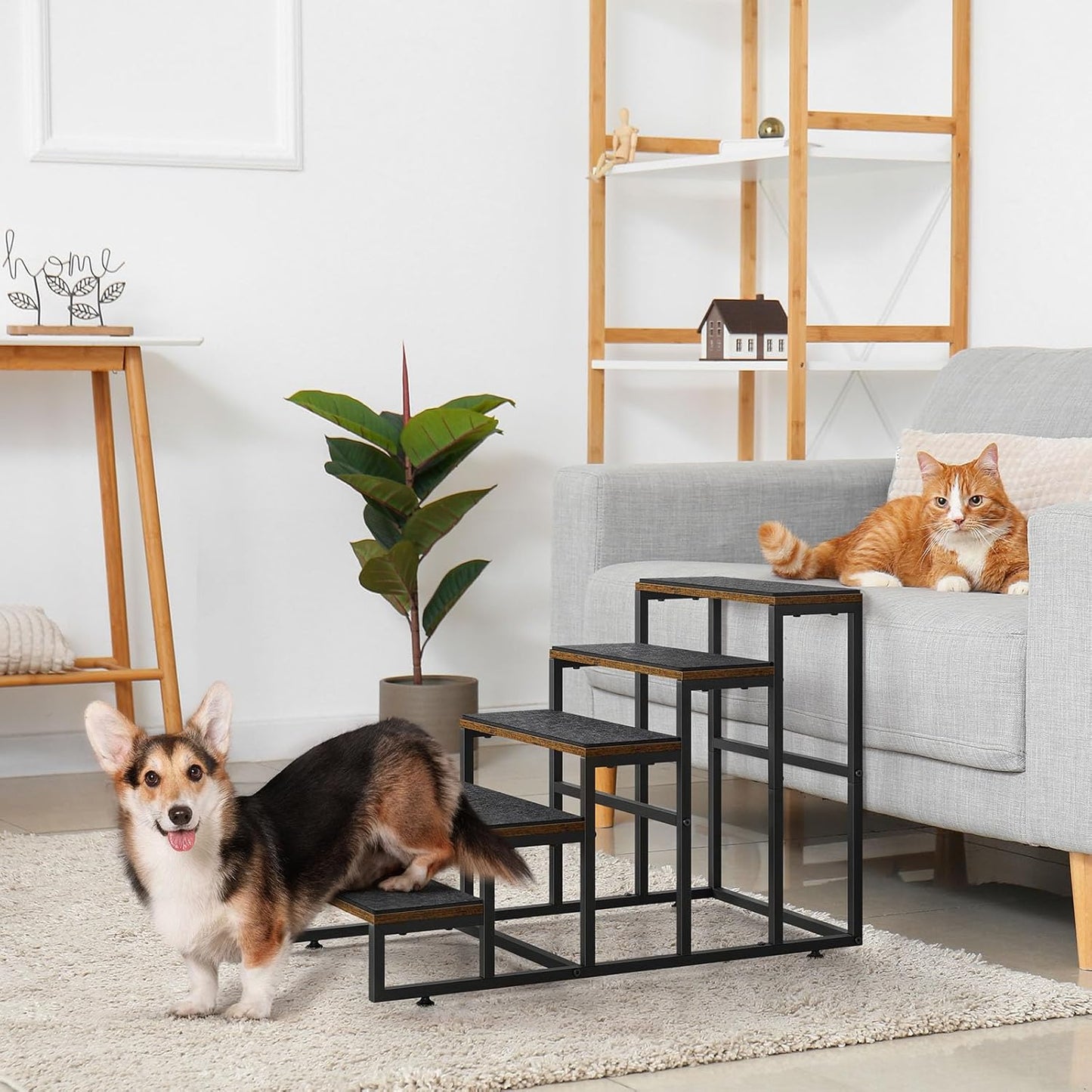 Dog Stairs Ramps Dog Stairs for High Bed Couch 5 Tier Pet Stairs for Small Medium Large Dogs and Cats Pet Step with Non-Slip Stair Tread for Puppy, The Old, and Injured Dogs