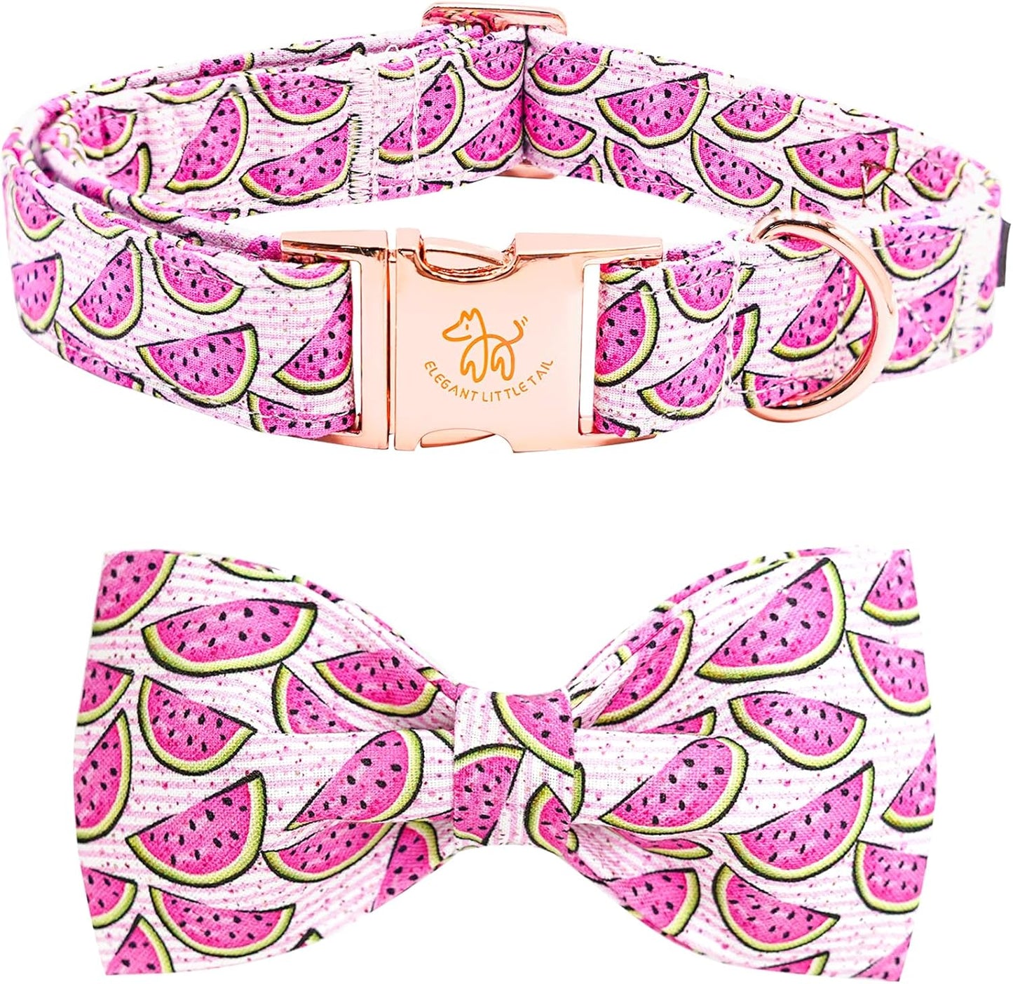 Elegant little tail Dog Collar, Watermelon Print Pet Collar Summer Dog Collar Durable Metal Buckle Dog Collars Cotton Pet Adjustable Dog Collars for Medium Dogs