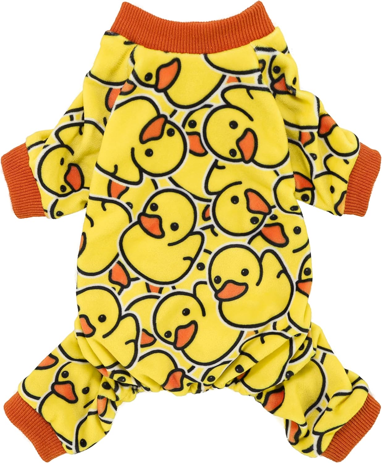Fitwarm Funny Duck Dog Pajamas, Dog Winter Clothes for Small Dogs Girl, Lightweight Velvet Pet Jumpsuit, Cat Onesie, Yellow, Large
