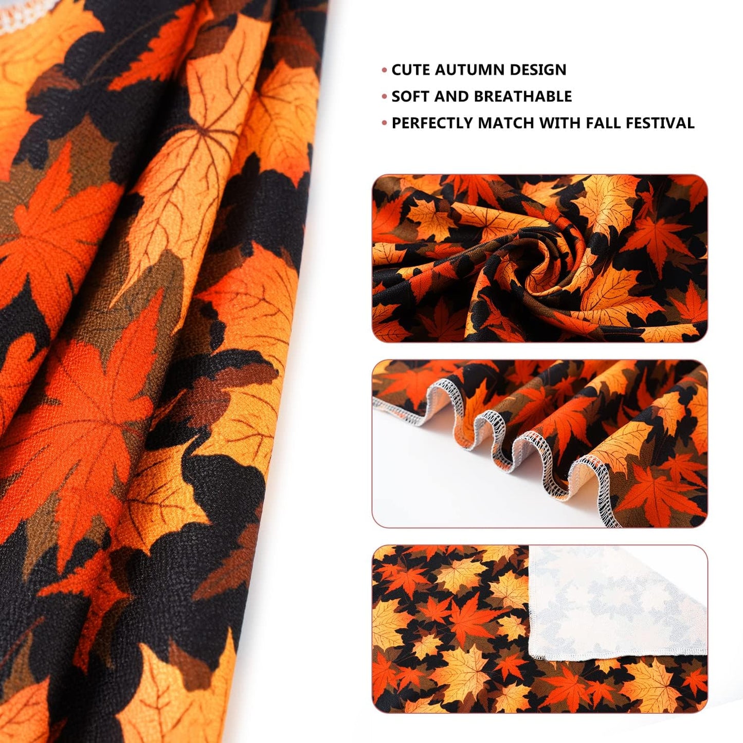E-Clover Fall Dog Bandana & Matching Scrunchie Set Pet Scarf Kerchief Bibs Dog Outfit for Small Dogs Puppy Owner Gifts Orange Black Maple Leaves