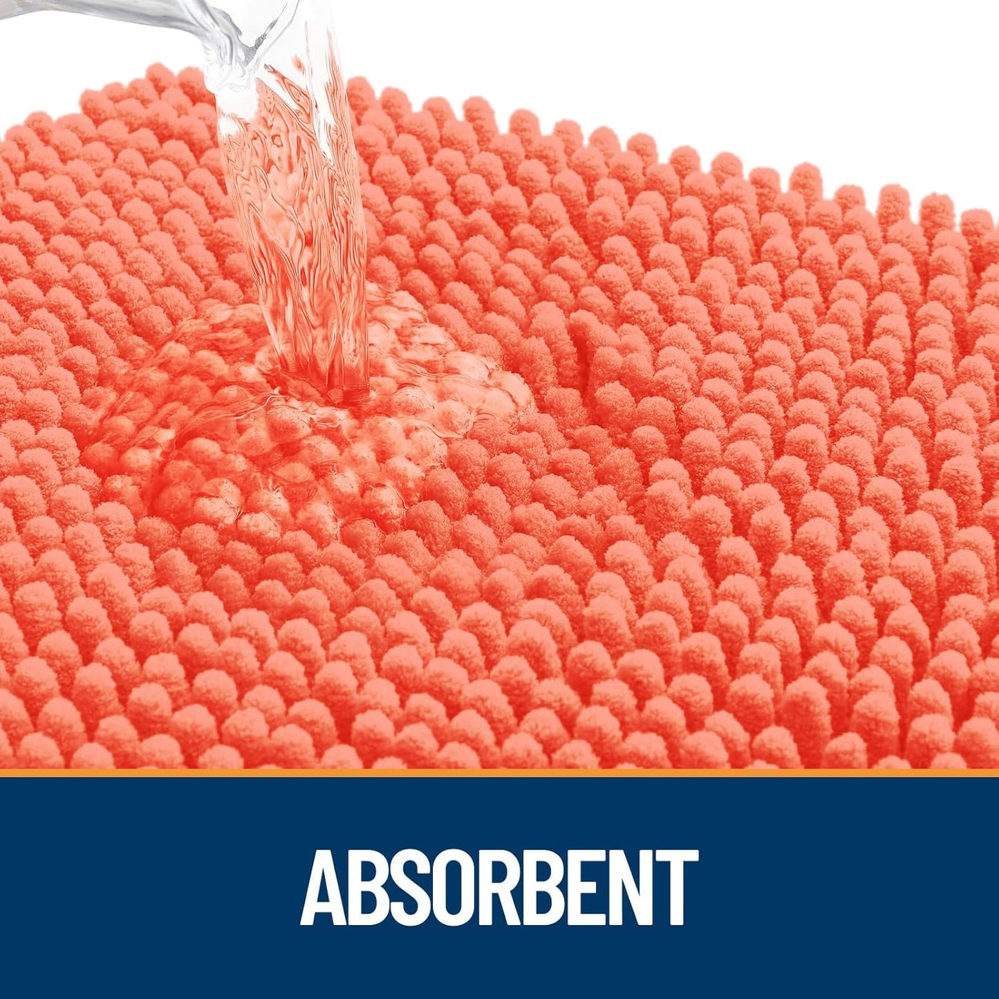 OLANLY Dog Door Mat for Muddy Paws 59x32, Absorbs Moisture and Dirt, Absorbent Non-Slip Washable Doormat, Quick Dry Chenille Mud Mat for Dogs, Entry Indoor Entryway Carpet for Inside Floor, Coral