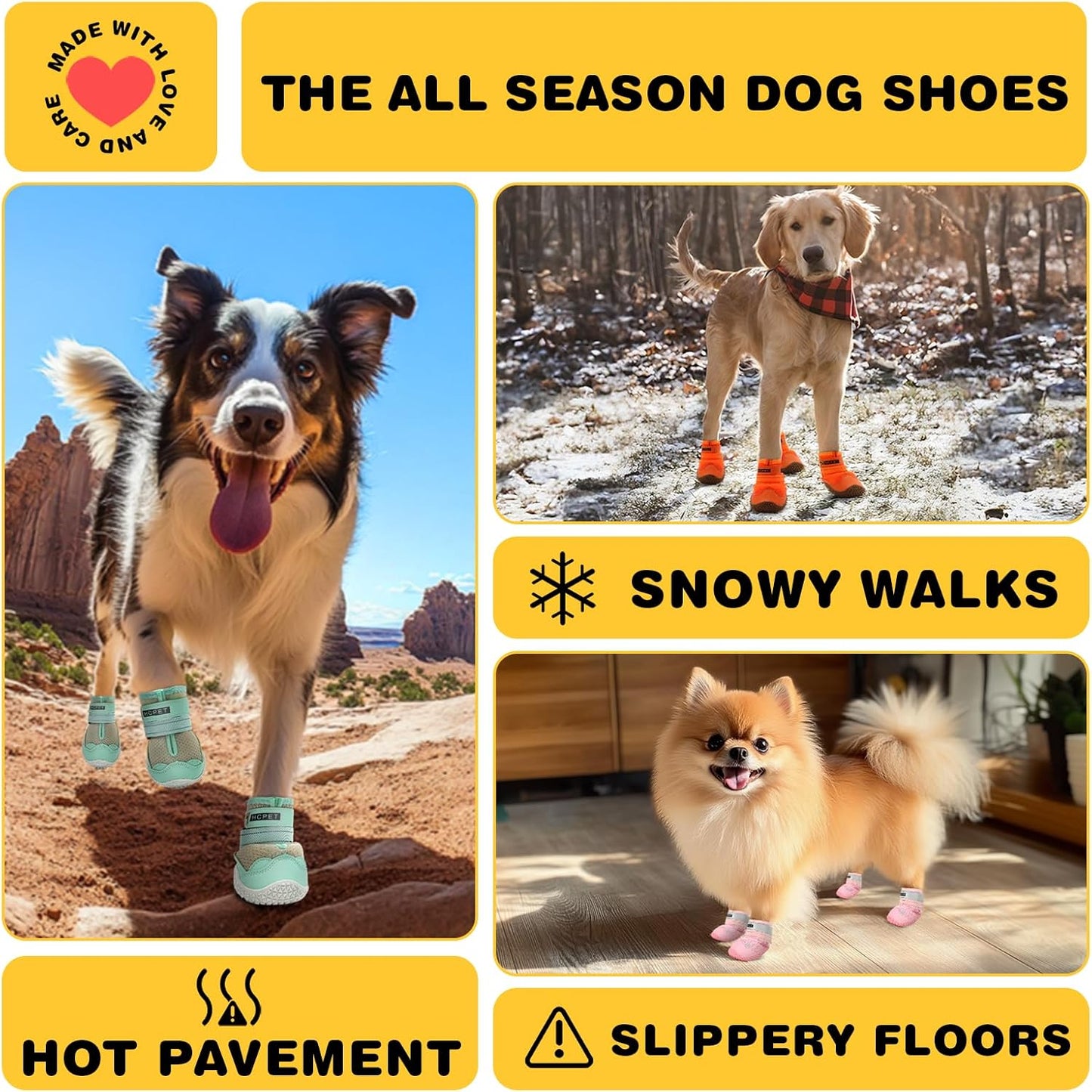 Hcpet Dog Shoes for Large Dogs, Breathable Dog Booties for Small Medium Dogs, Anti-Slip Dog Boots & Paw Protectors for Hot Pavement Winter Snow Hiking with Reflective Straps Green Size 7