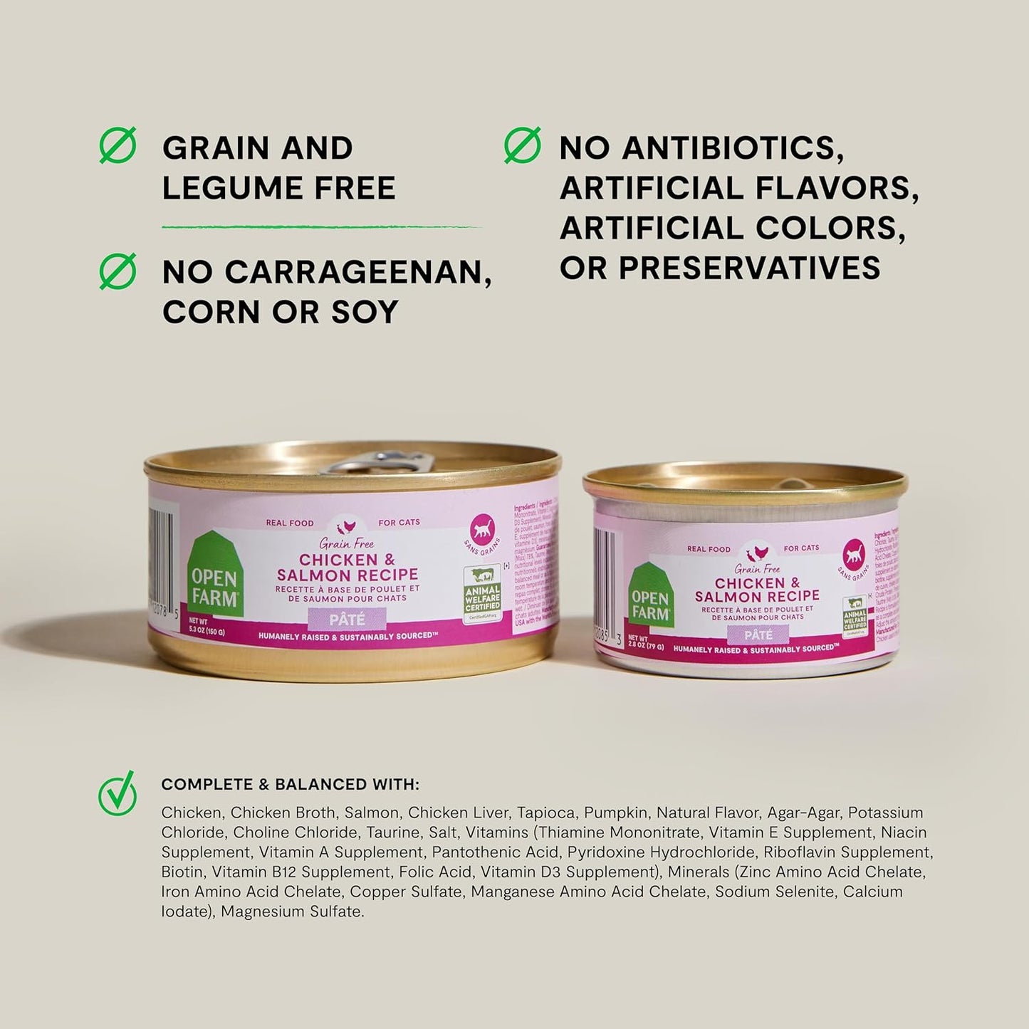 Open Farm Canned Cat Food Variety Pack, Paté for Complete & Balanced Nutrition, Grain-Free and Legume-Free Wet Cat Food, 2.8oz Cans (Case of 12)