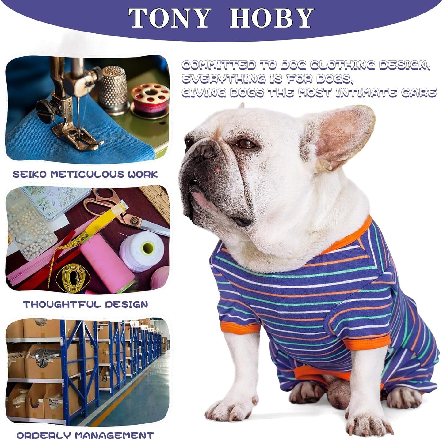 TONY HOBY Dog Pajamas, Male Dog Warm Pajamas with Thermal, Dogs Jumpsuit Shirt for Small Medium Dogs (Navy Blue, Boy, XL)