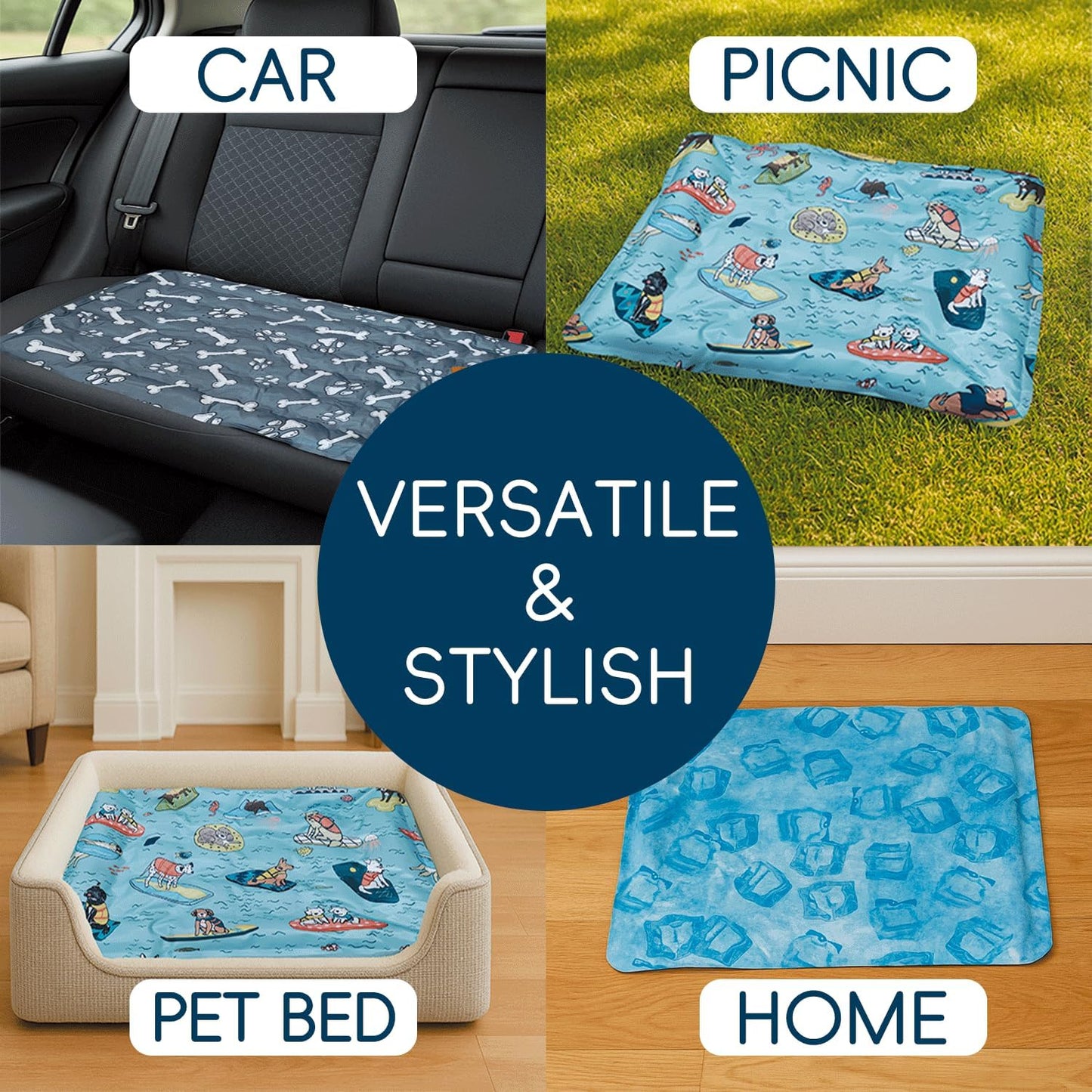 Cooling Pad for Dog,Instant Pet Cool Mat for Puppy,Comfortable Cool Pet Mat for Cat.Portable Dog Bed for Summer. Suitable for Outdoor Summer Crate Pad.Long Time Cooling.Animal(Size-M 15.7 * 19.7in)