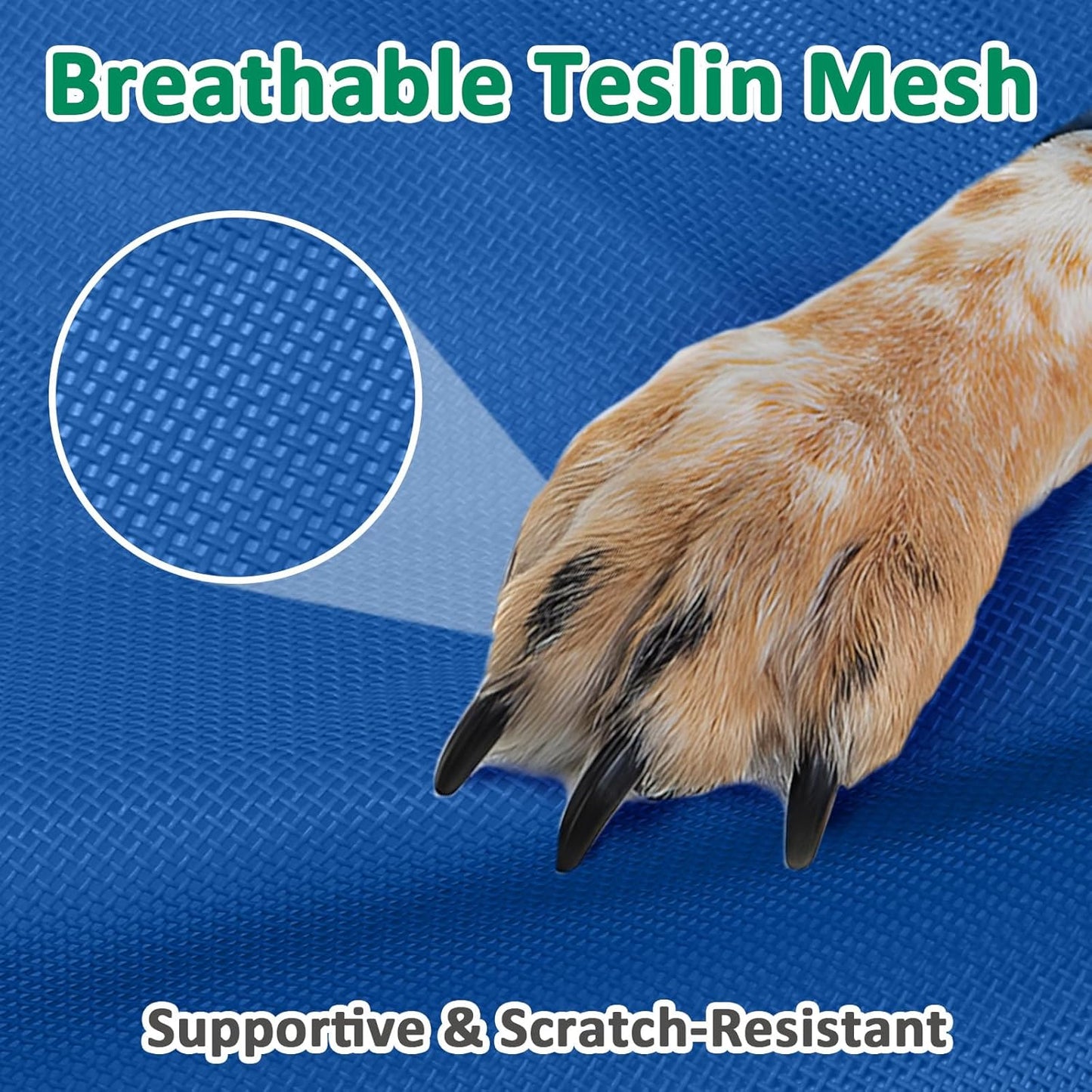 Outdoor Dog Beds Large Sized Dogs, Cooling Elevated Dog Bed with Breathable Mesh & Non Slip Feet, Raised Pet Bed Off The Ground, Lifted Place Cot (L, Blue)