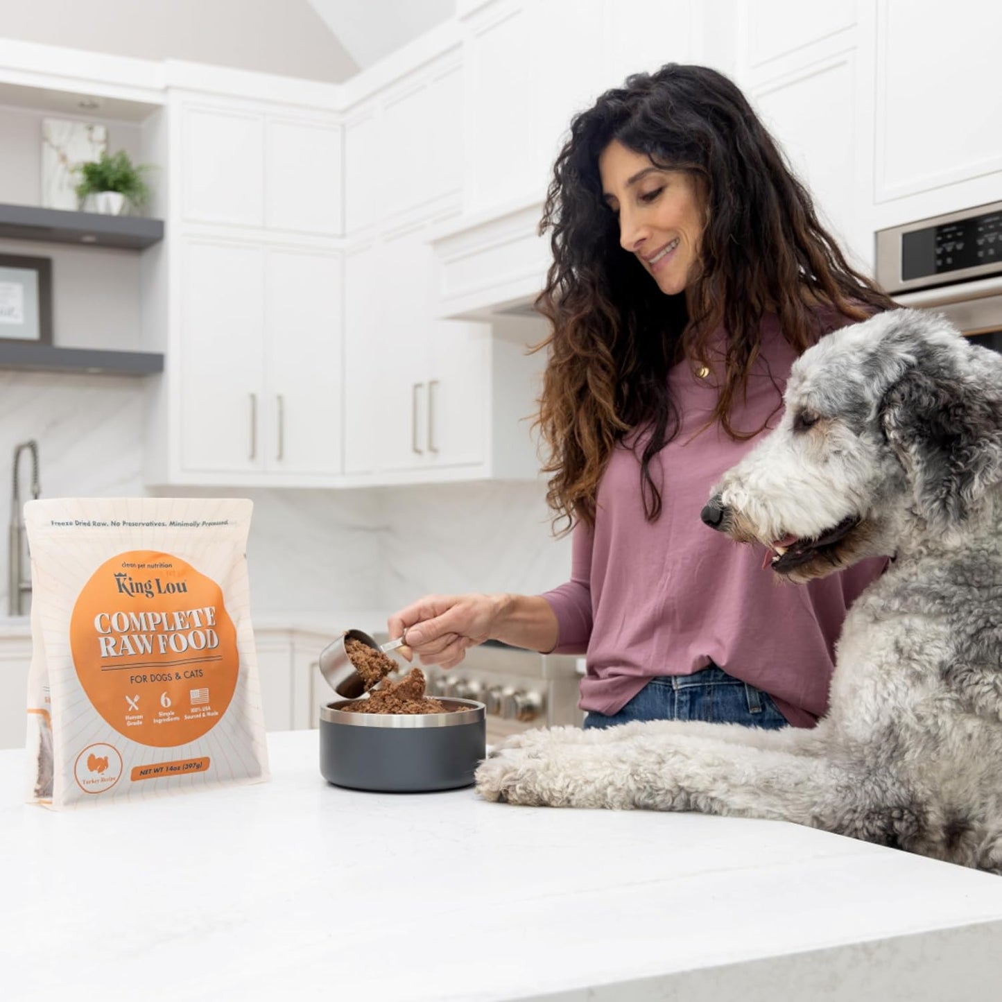 King Lou Pets - Human Grade Raw Food for Dogs and Cats - Complete Meal for Pets - Freeze Dried Turkey Recipe - 14oz