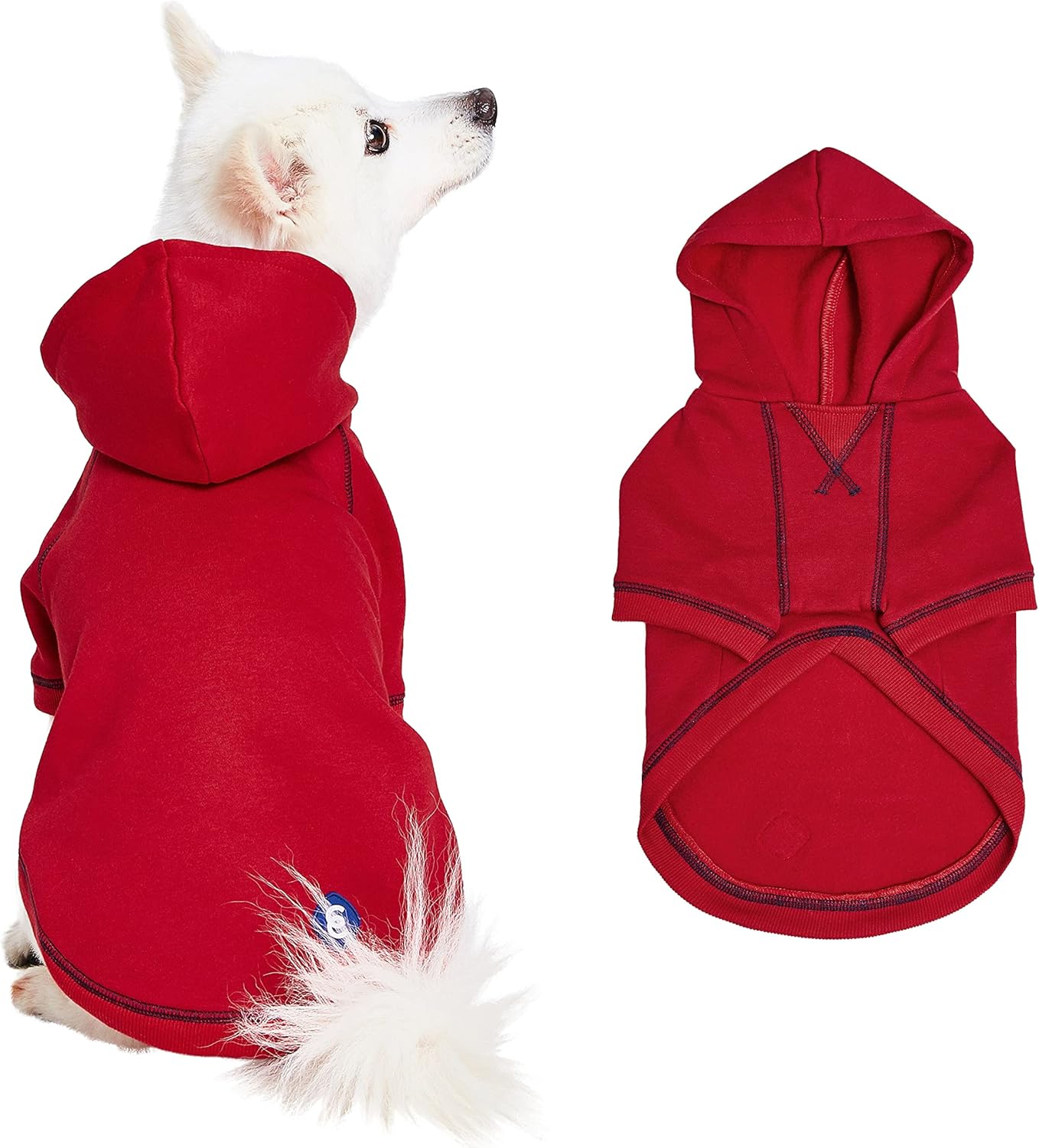 Blueberry Pet Essentials Soft & Comfy Better Basic Cotton Blend Dog Hoodie Sweatshirt in Red, Back Length 22", Pack of 1 Jacket for Dogs