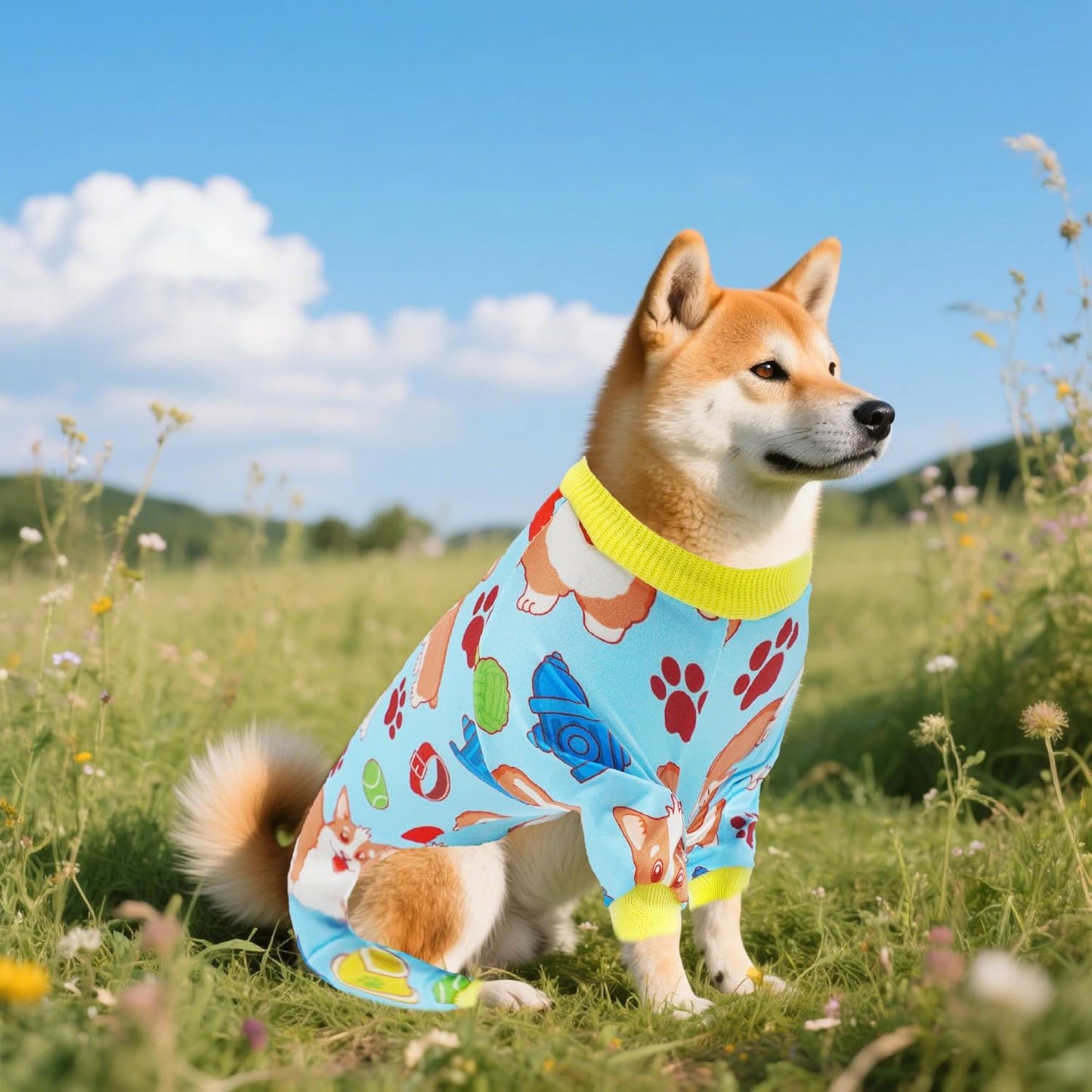 2PCS Dog Pajamas for XXL Sized Dog Pjs Clothes Puppy Onesies Outfits Pet Jammies Boy Girl Male Female Apparel Soft Strechy Paw Bone Print XXL
