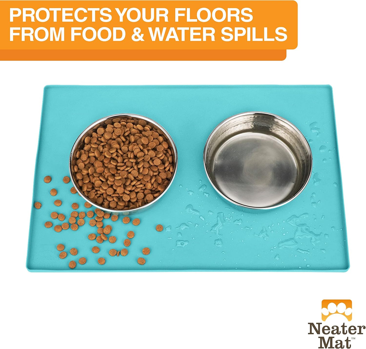 Neater Pet Brands Neater Mat Pet Mats for Food and Water, Waterproof Silicone Pet Mat with Raised Edge for Dogs or Cats