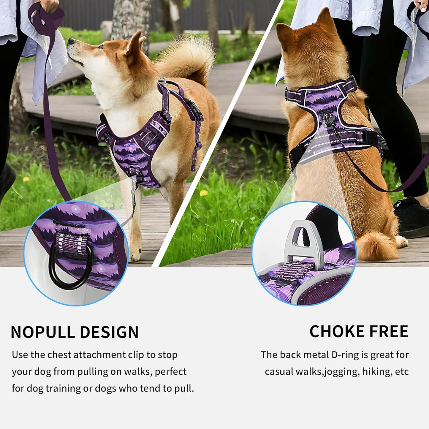 Timos Dog Harness,No-Pull Pet Harness Adjustable Soft Padded Dog Vest,Reflective No-Choke Pet Oxford Vest with Easy Control Handle for Large Dogs,Moon Night,L