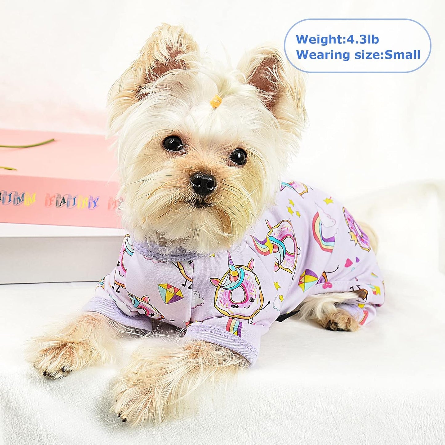 Dog Pajamas Pjs Spring Summer Dog Clothes for Small Dogs Girl - Boy - Medium Size Dogs, Soft Stretchy Puppy Clothes Doggie Onesies Cat Pet Jammies Outfit (Donut Purple, Large)