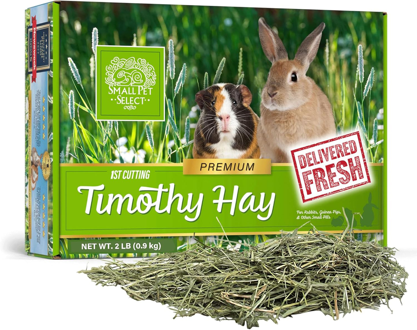 Small Pet Select 1st Cutting Timothy Hay, Animal Food for Guinea Pig, Rabbit, Hamster, Bunny, or Chinchilla, Natural Hay Grown in the USA, 2lb