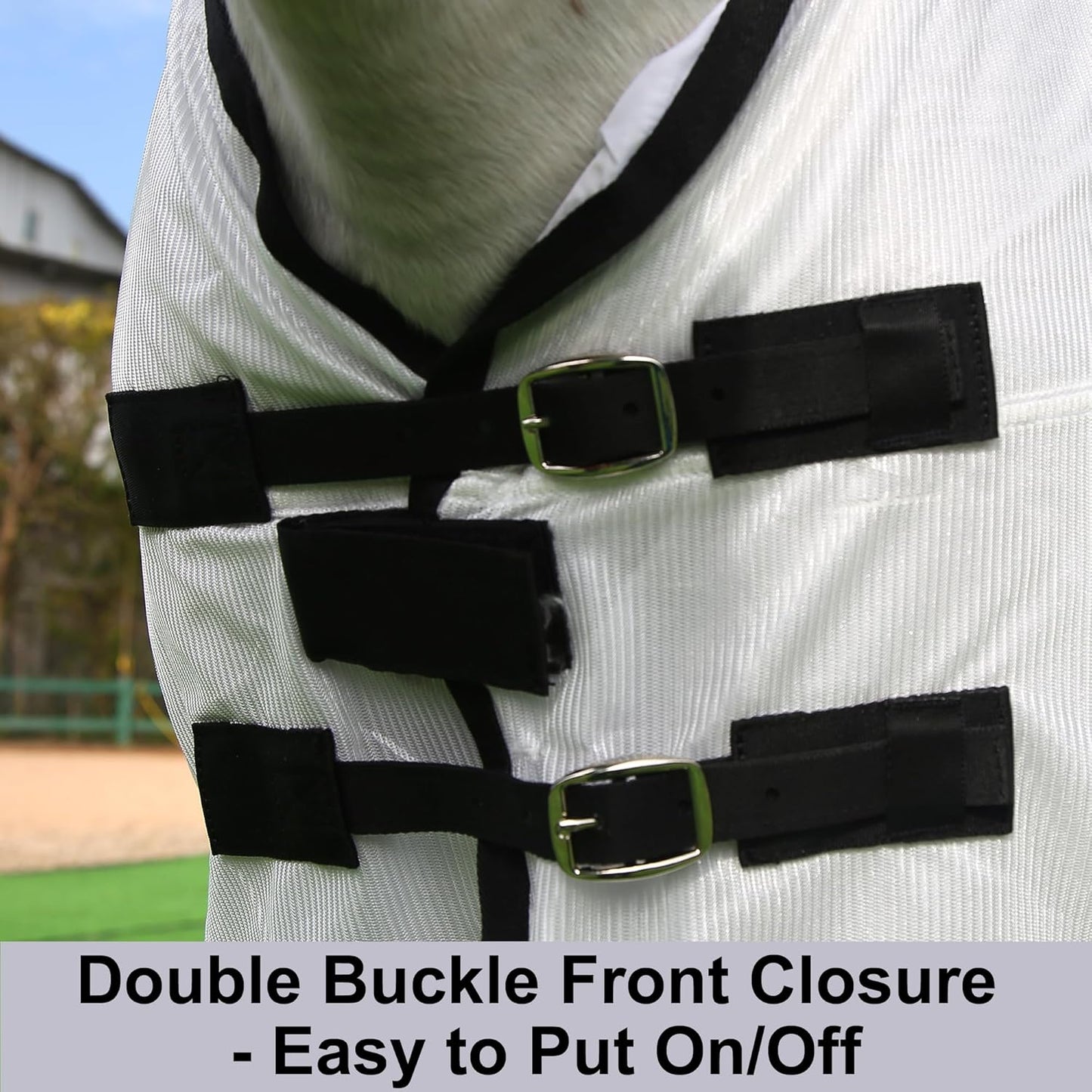 Horse Fly Sheet Equine Summer Sheets, Comfy Mesh Bug and Mosquito Protection Standard Neck - White 78"