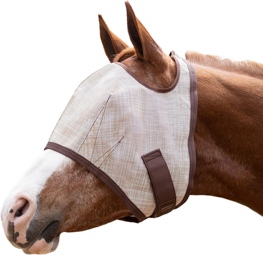Kensington Fly Mask Web Trim Protects Horses Face and Eyes from Bites and Sun Rays While Allowing Full Visibility Ears and Forelock Able to Come Through The Mask, XXL-Draft, Desert Sand