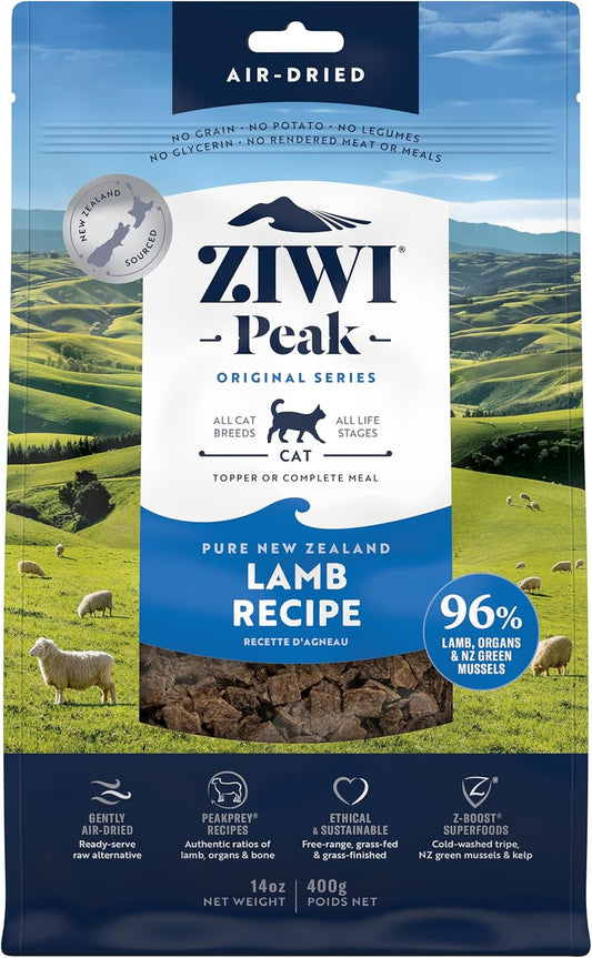 ZIWI Peak Air-Dried Cat Food – Lamb - All Natural, High Protein, Grain Free, Limited Ingredient w/ Superfoods (14oz)