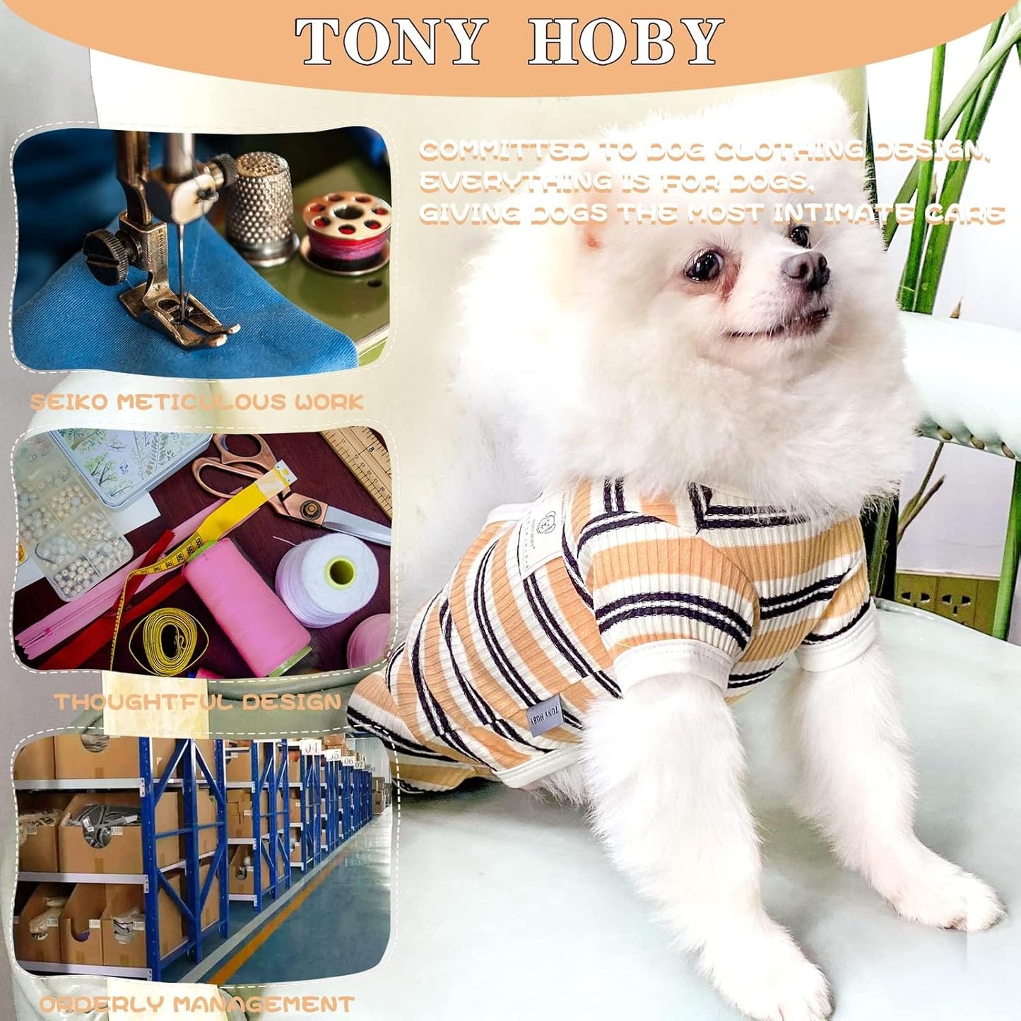 TONY HOBY Male Dog Pajamas, 4 Legged Dog Jumpsuit with Brown Stripe, Dogs Shirt for Small Medium Dogs (Brown, Boy, XL)