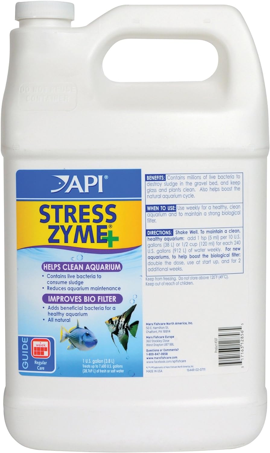 API Stress Zyme Freshwater and Saltwater Aquarium Cleaning Solution 1-Gallon Bottle