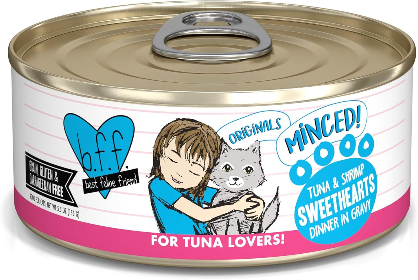 Weruva BFF Minced Natural Wet Cat Food, Tuna and Shrimp Sweethearts in Gravy, 5.5oz Can, Pack of 24