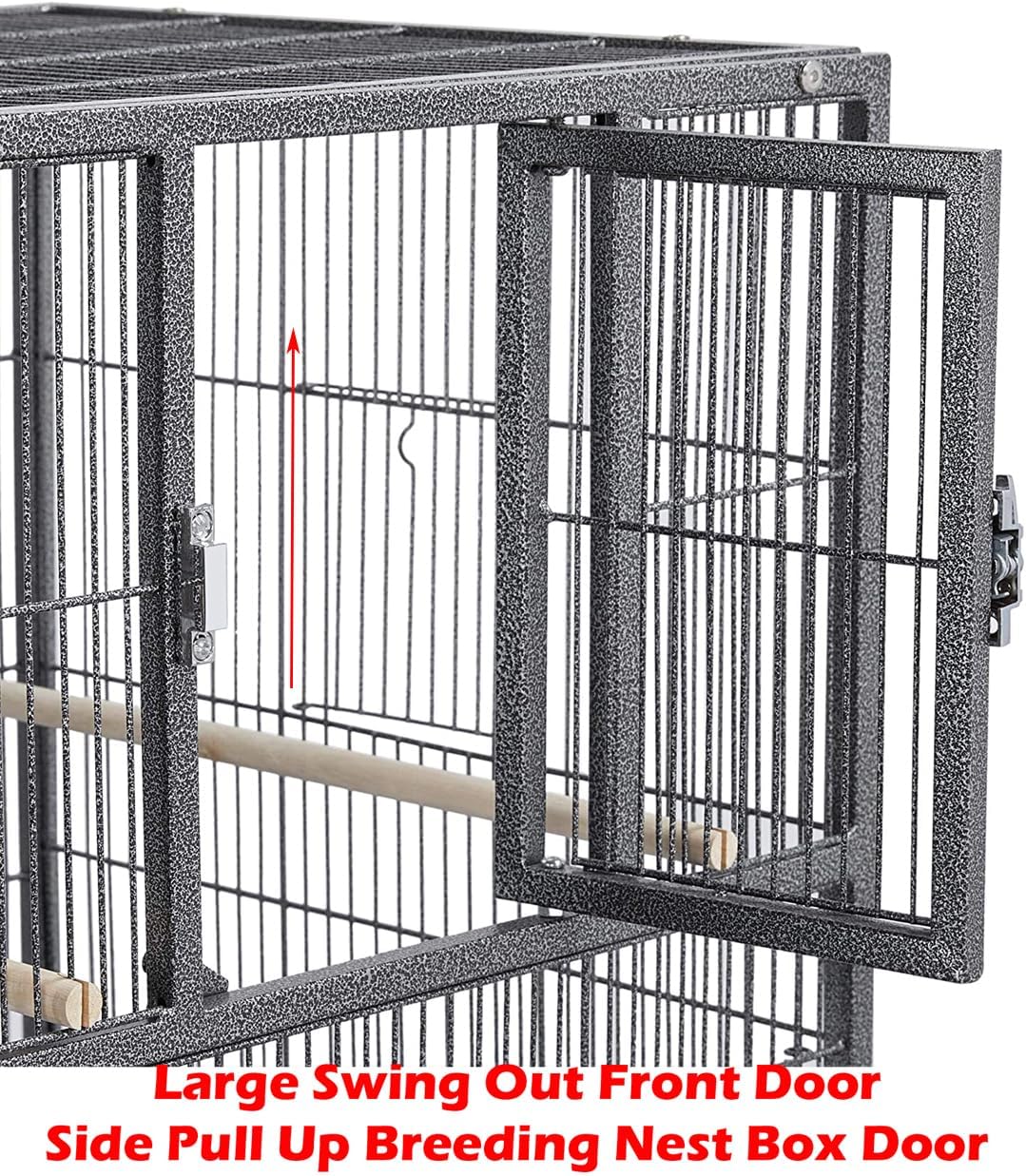 Combo Breeding Stacker Center Divided Breeder Bird Flight Double Rolling Cage with Side Breeding Nest Door (Black Vein, Single Stack Without Stand)