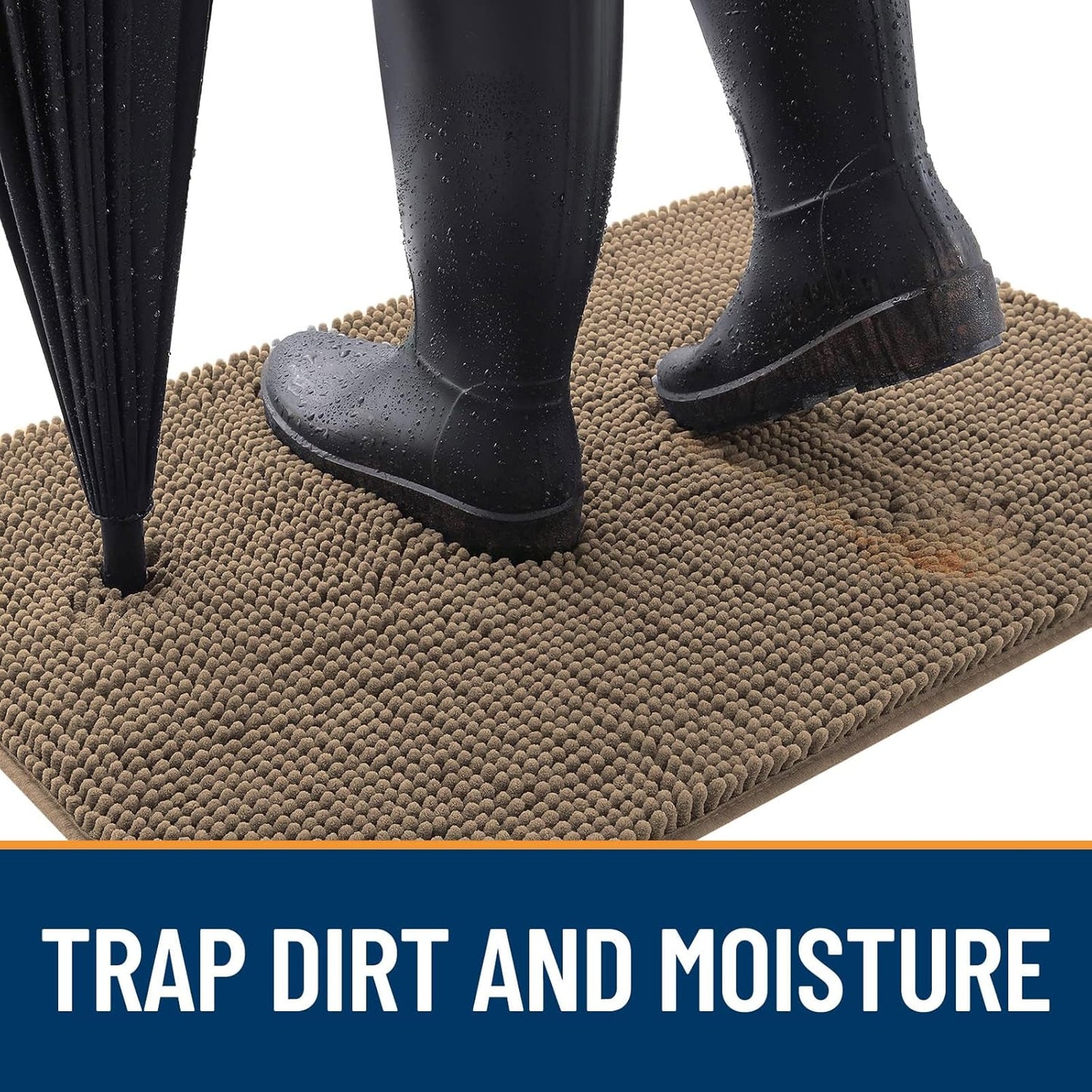 OLANLY Dog Door Mat for Muddy Paws 40x24, Absorbs Moisture and Dirt, Absorbent Non-Slip Washable Doormat, Quick Dry Chenille Mud Mat for Dogs, Entry Indoor Entryway Carpet for Inside Floor, Tan