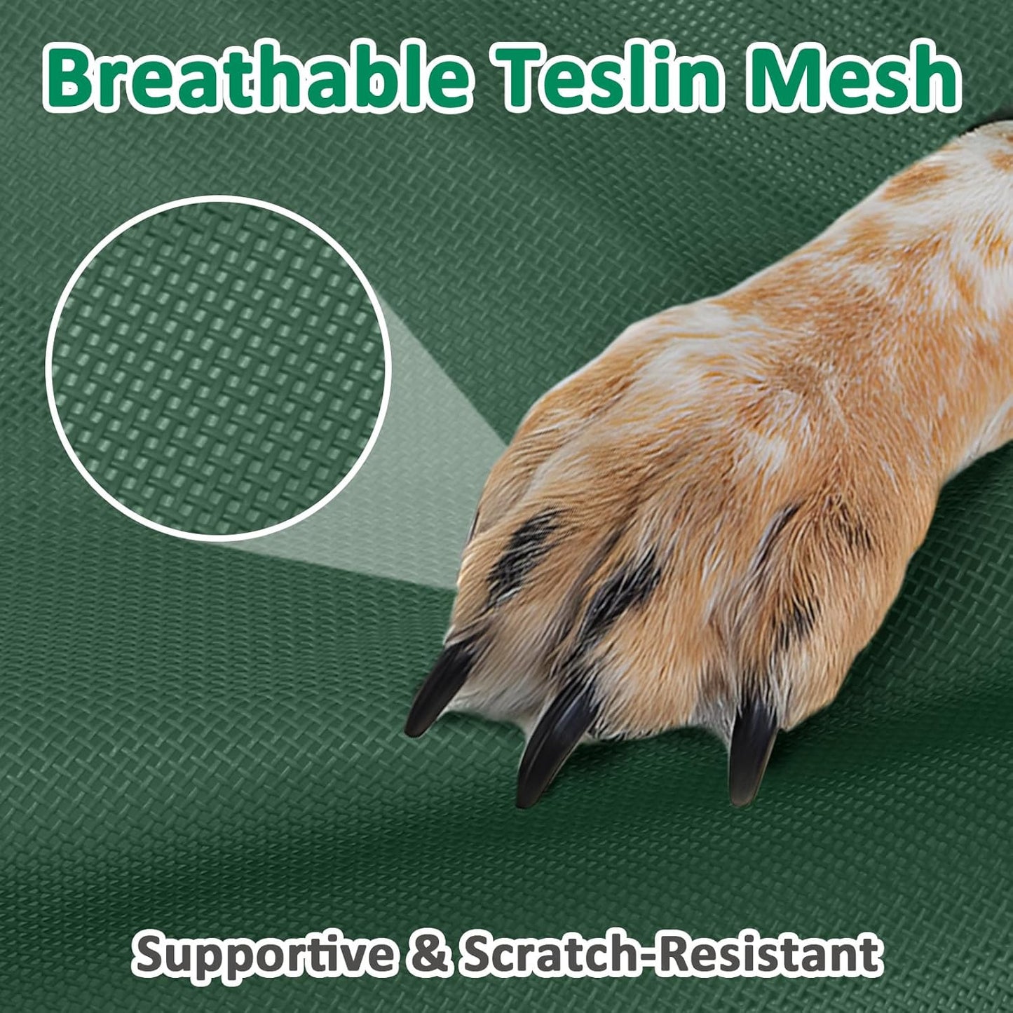 42 Inch Cooling Elevated Dog Cots Beds for Large Dogs, Lifted Pet Hammock Bed with Washable & Breathable Mesh, Non-Slip Feet, Raised Dogs Place Bed (L, Green)