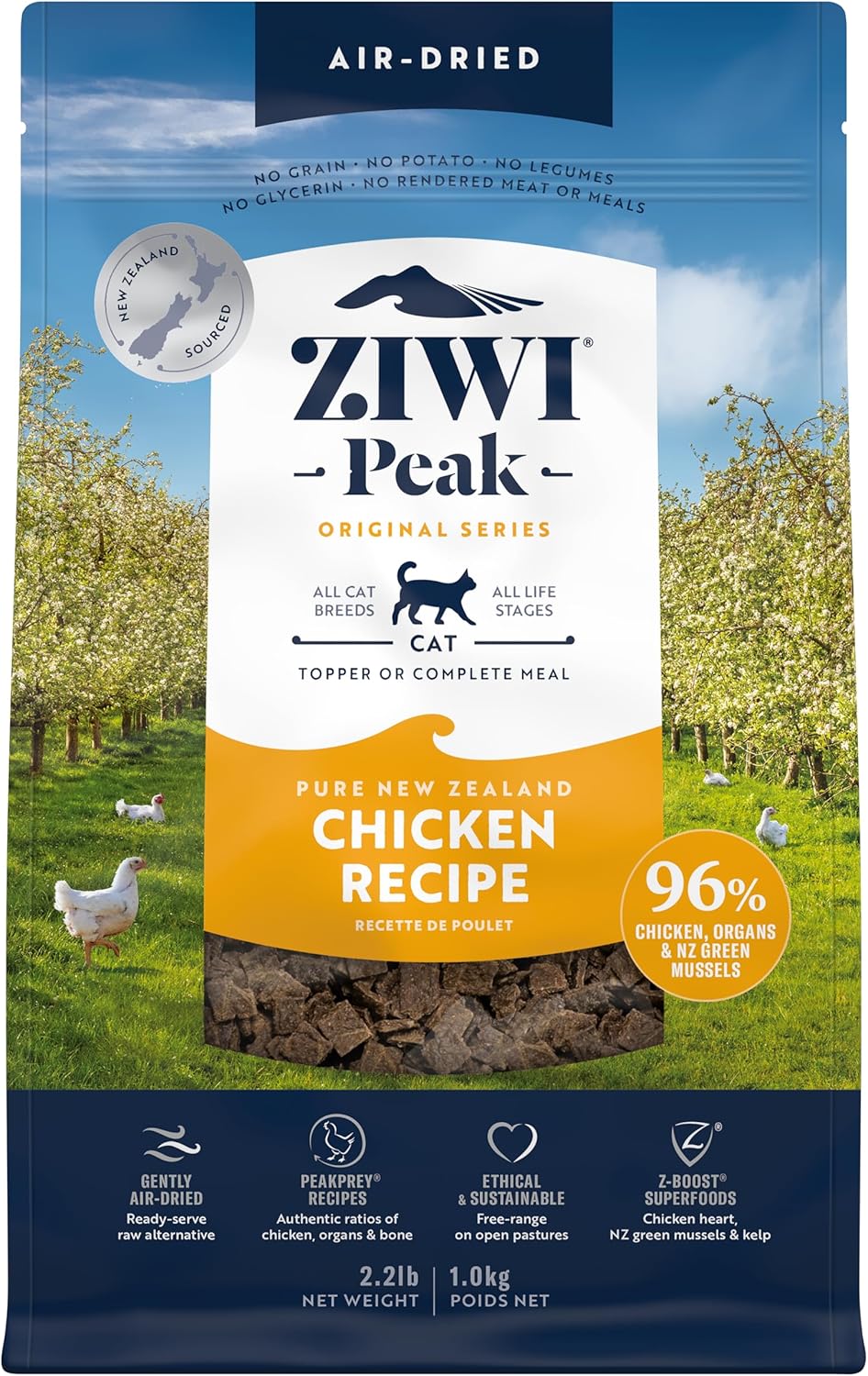 ZIWI Peak Air-Dried Cat Food – Chicken - All Natural, High Protein, Grain Free, Limited Ingredient w/ Superfoods (35.2oz)