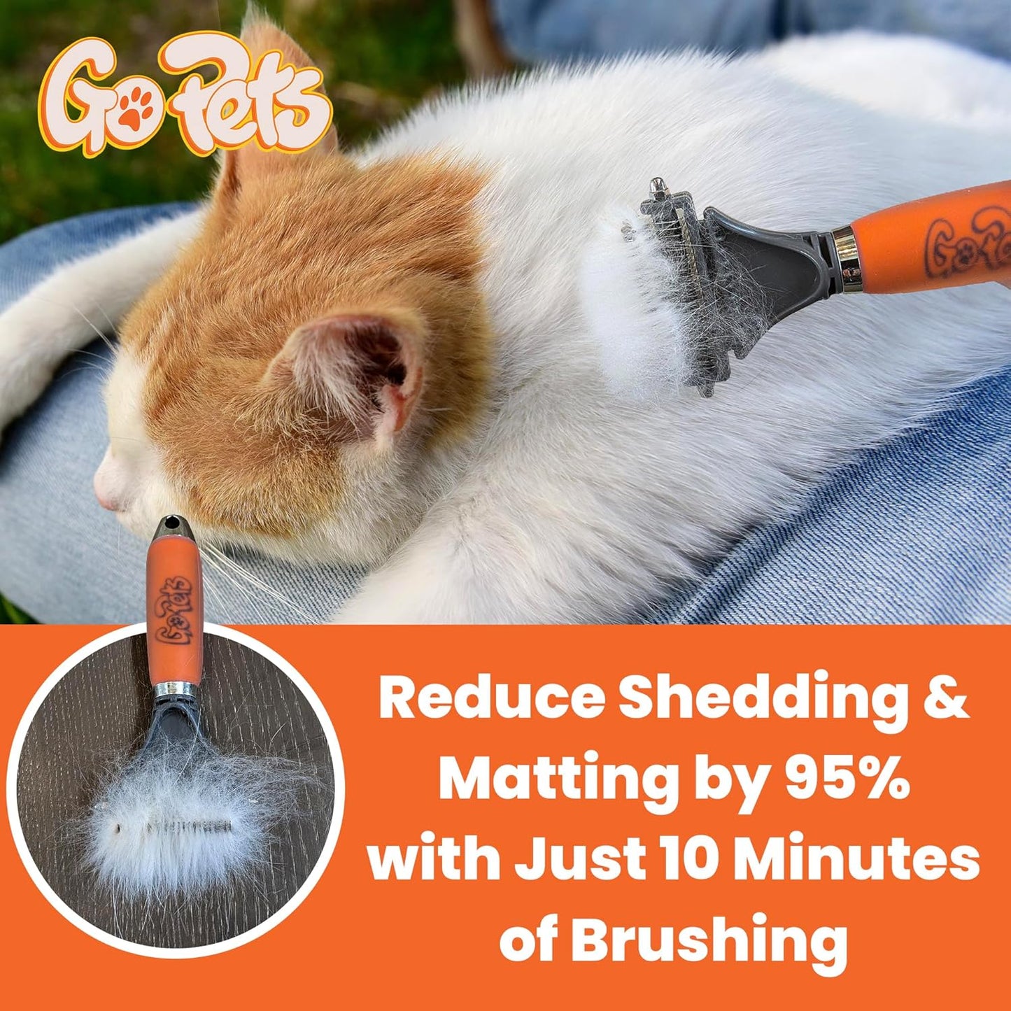 GoPets Double-Sided Dematting Tool & Deshedding Brush for Dogs & Cats, Pet Friendly Undercoat Rake for Shedding, Mat Remover for Long & Thick Coats, Dog Comb for Grooming, Cat Hair Detangler