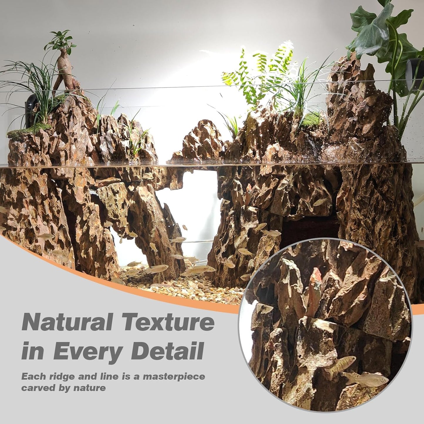 Natural Aquarium Rocks 5LB Dragon Stone Rock Decoration Aquascaping Stone for Aquariums Landscaping Model Fish Tanks Terrariums Vivariums-2-4 inches