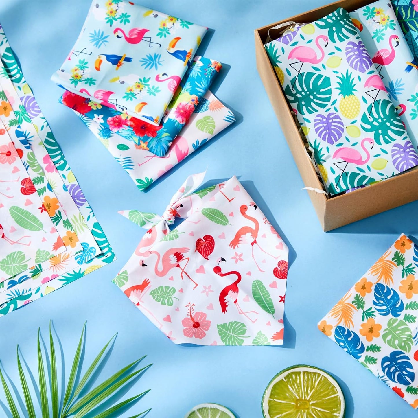 Weewooday 50 Pcs Hawaiian Dog Bandanas Bulk for Dogs Soft Bibs Adjustable Triangle Pet Bandana for Small Medium Large Costume(Hawaii Pattern, 31.5 x 21.7 X21.7 Inch)