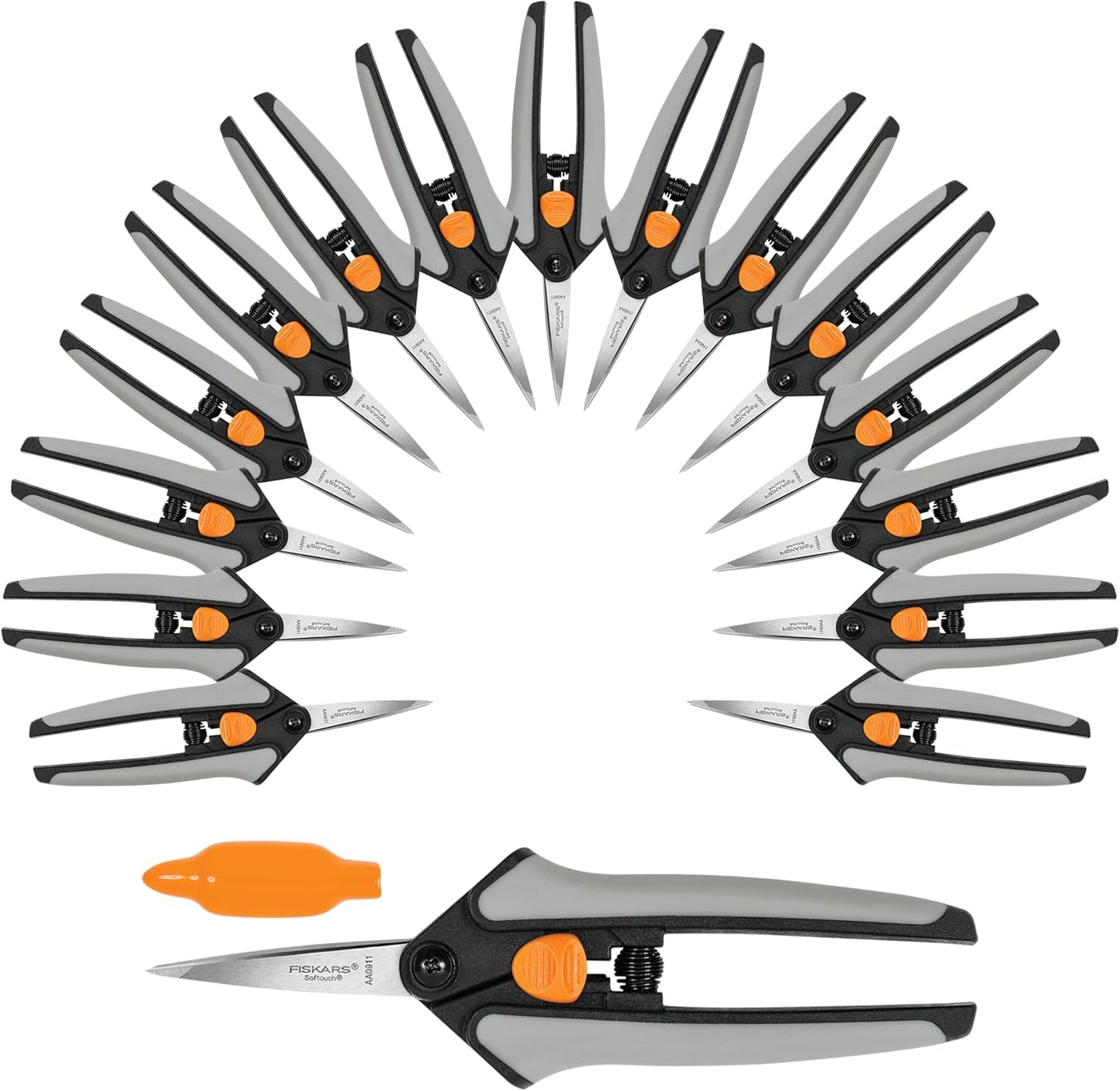 Fiskars 15pc Micro-Tip Pruning Snip Set, Precision Stainless Steel Blades, Softgrip Handles for Deadheading, Trimming & Shaping Small Plants