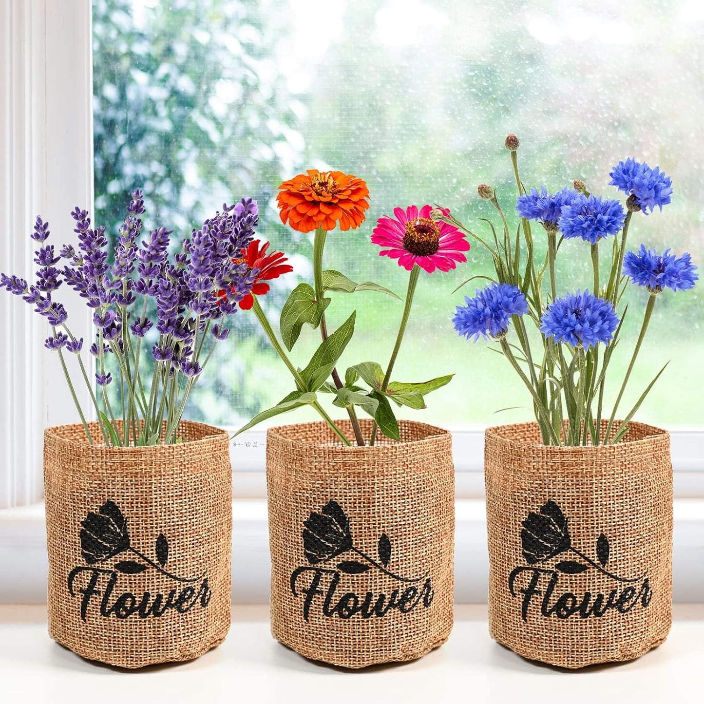Indoor Daisy Garden Starter Kit with Gardening Tools - Jute Bags, Markers, Soil Disks and Shears, Home Gardening Gifts for Women Men Plant Lovers