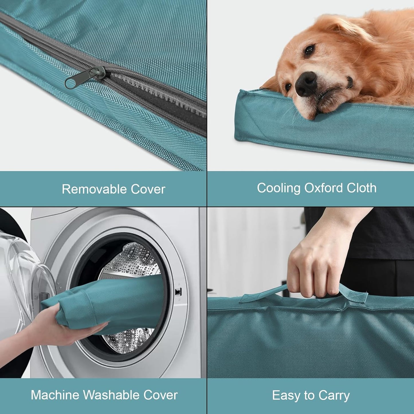 Outdoor Dog Bed for Medium Dogs, Waterproof Dog Crate Bed for Puppy Beds, Orthopedic Egg Crate Foam Pet Bed with Washable and Removable Oxford Cover, Light Blue