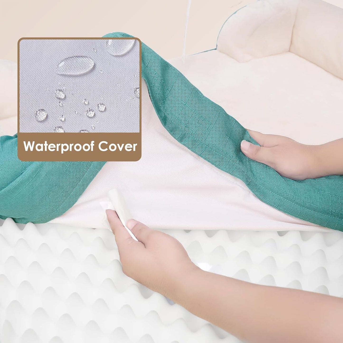 EHEYCIGA Orthopedic Dog Beds for Extra Large Dogs, Waterproof Memory Foam XXL Dog Bed with Sides, Non-Slip Bottom and Egg-Crate Foam Big Pet Couch Bed with Washable Removable Cover, Turquoise Blue