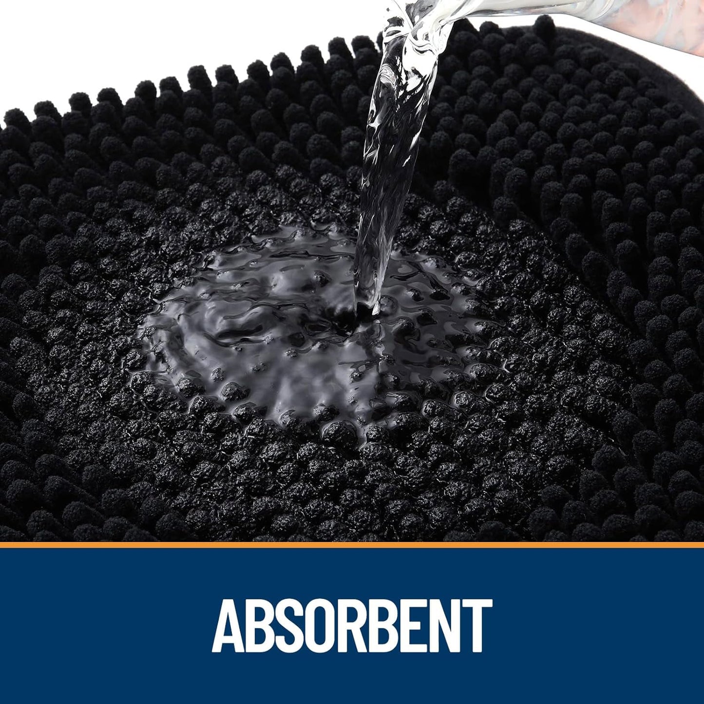 OLANLY Dog Door Mat for Muddy Paws 34x21, Absorbs Moisture and Dirt, Absorbent Non-Slip Washable Doormat, Quick Dry Chenille Mud Mat for Dogs, Entry Indoor Entryway Carpet for Inside Floor, Black