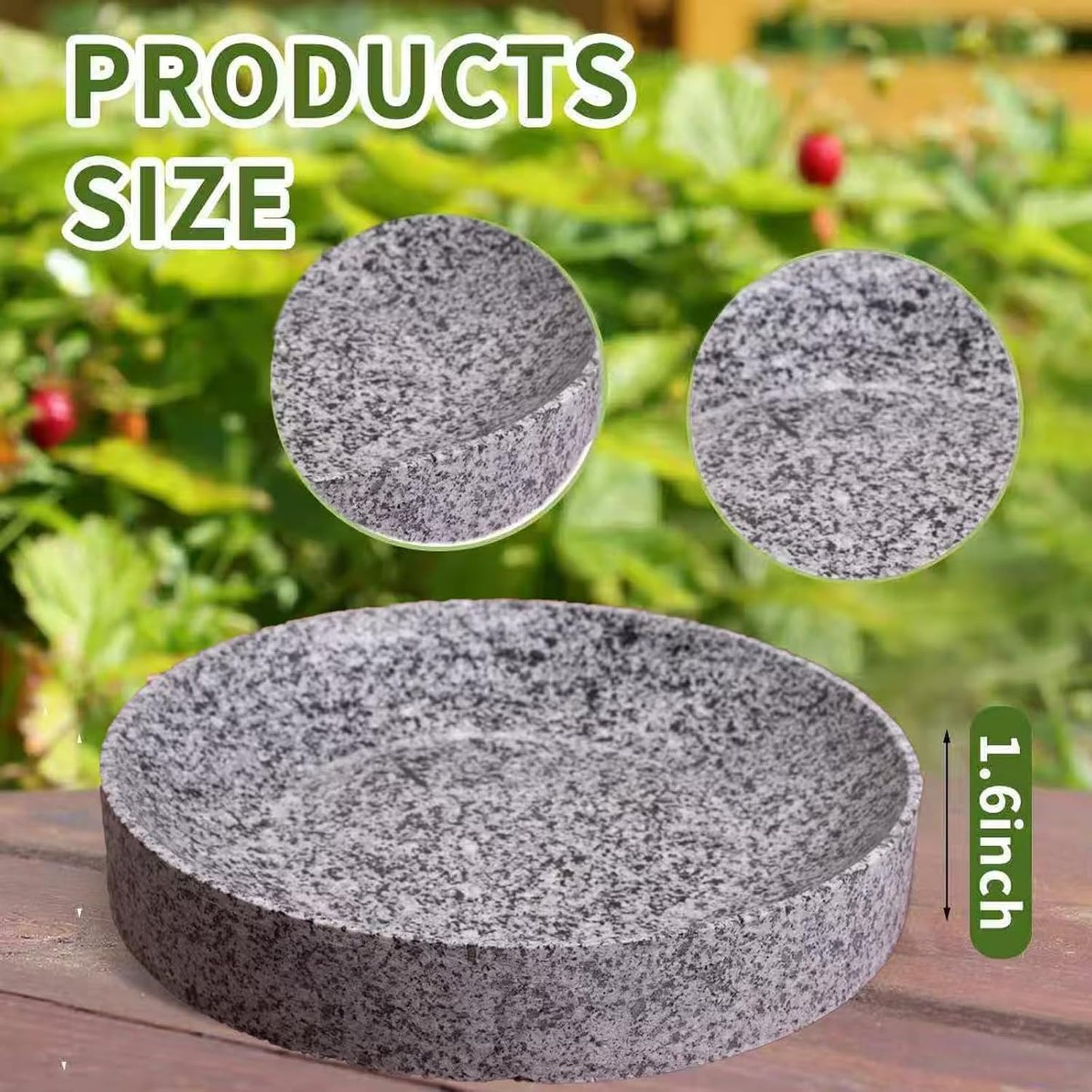 Stone Bird Baths for Outdoors,10inch Birds Bath Bowl with Hanging Accessories,Ground Bird Feeders and Birdbath Bowl, Bird Water Bowl for Balcony, Patio, Garden or Yard