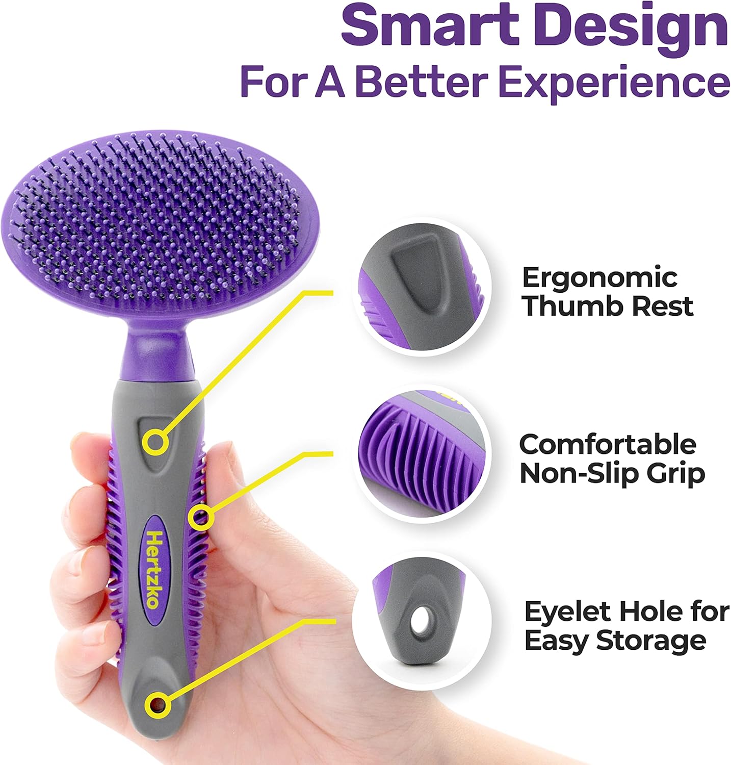 Hertzko Dog Brush - Soft Pin Bristle Pet Brush for Dogs and Cats - Remove Fur, Loose Hair - Comb for Grooming - Dog Brush for Long Haired Dogs and Short Haired Dogs, Cats, Rabbits - Deshedding Tool