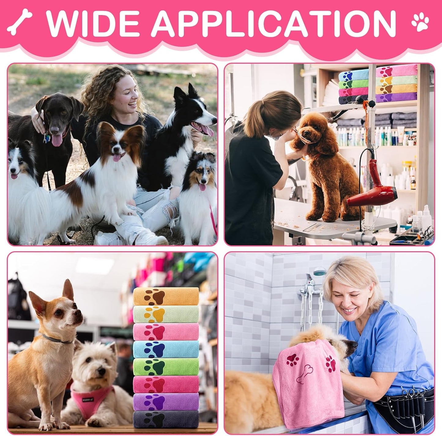 Chumia 8 Pcs Dog Towels for Drying Dogs Cats Pet Towels Bulk Puppy Microfiber Quick Drying Paw Bath Bathing Supplies Absorbent for Medium Pets(Sweet Color,18 x 28 Inch)