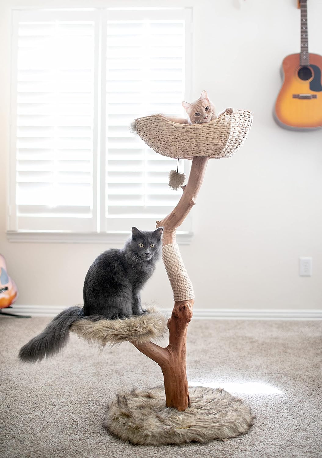Wooden Cat Tree Tower, Modern Single Branch Cat Condo, Wood Cat Tree, Cat Climbing, Furniture for Cat, Cat Lover Gift, Cat Furniture,Cat Gift by MAU LIFESTYLE (Brown)