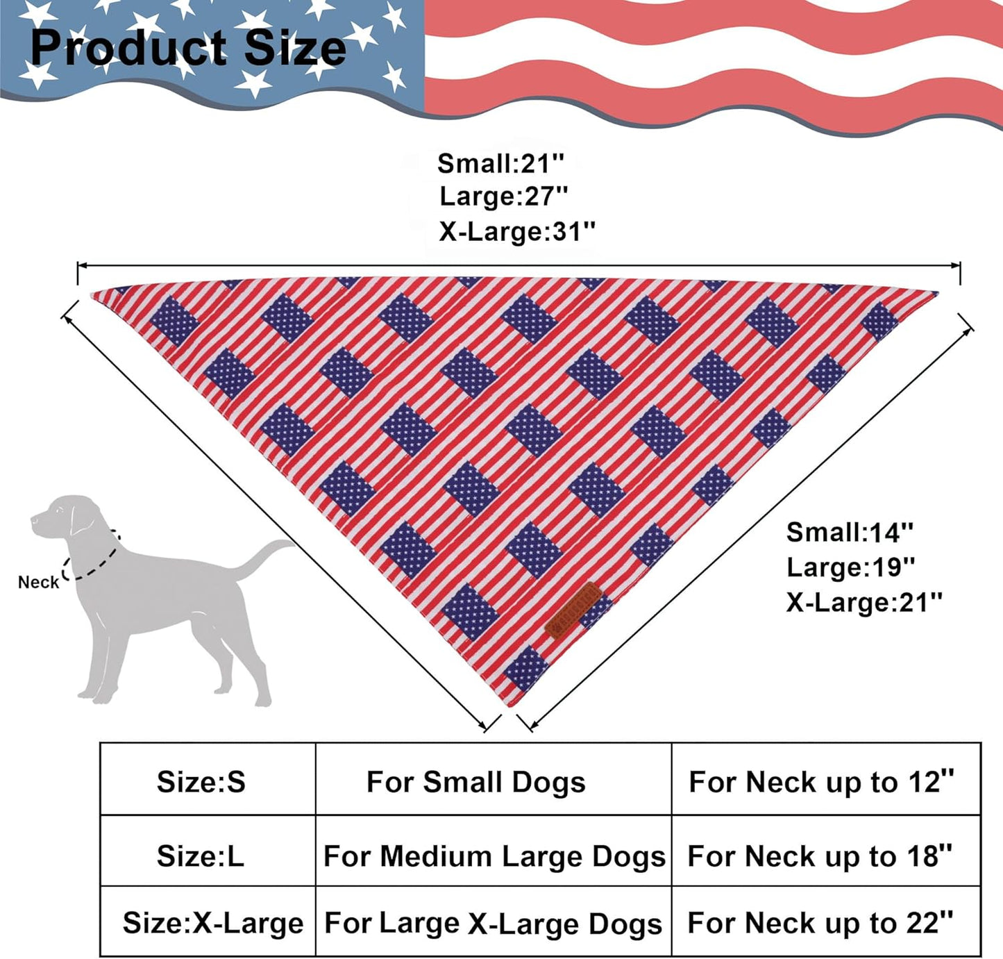 ADOGGYGO American Flag Dog Bandanas, Red Blue Patriotic Eagles USA Flag Scarf, Multi Size, 4th of July Bandana for Small Dogs Pets (Small)