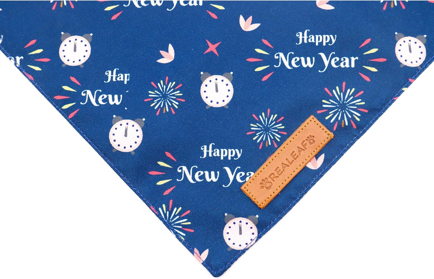 Realeaf Happy New Year Dog Bandanas 2 Pack, Reversible Holiday Pet Scarf for Boy and Girl, Premium Durable Fabric, Bandana for Small Medium Large and Extra Large Dogs (Small)