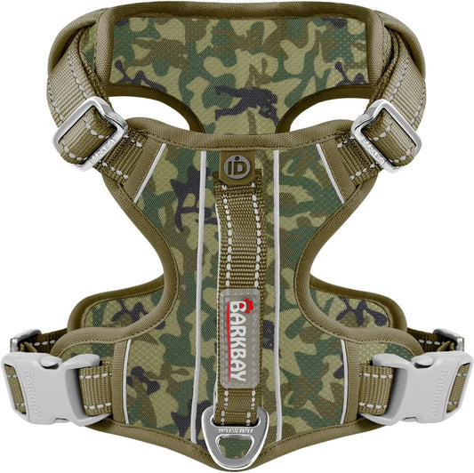 BARKBAY Dog Harness No Pull with ID Tag Pocket - Heavy Duty, Reflective, Easy Control for Large Dogs(Camo,S)