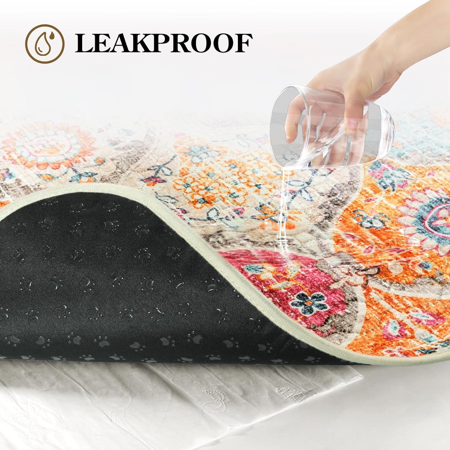 HAOCOO Washable and Reusable Pee Pads for Dogs,(1 Pack) 6Ft x 6Ft Super Absorbent Puppy Training Pads, Orange Waterproof Leak-Proof Whelping Pads Non-Slip Potty Pads for Pet Housebreaking