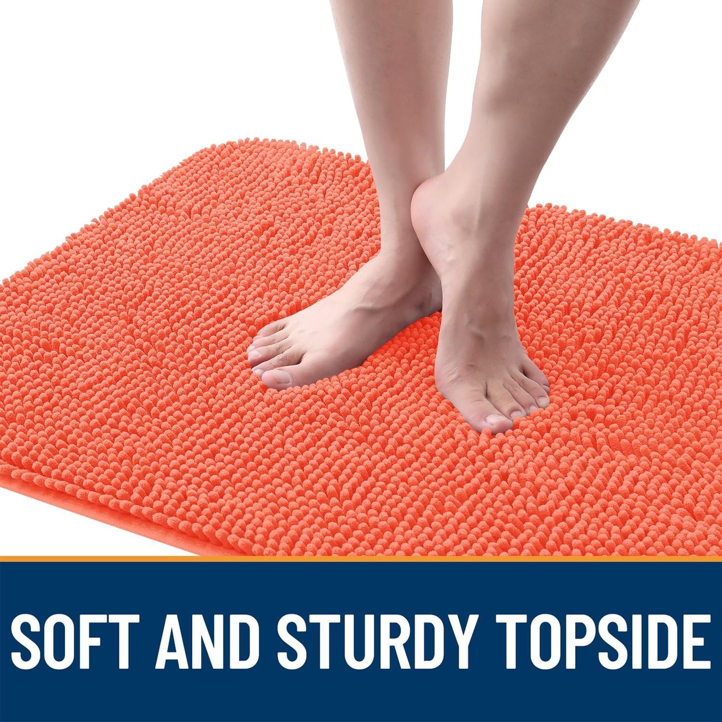 OLANLY Dog Door Mat for Muddy Paws 24x16, Absorbs Moisture and Dirt, Absorbent Non-Slip Washable Doormat, Quick Dry Chenille Mud Mat for Dogs, Entry Indoor Entryway Carpet for Inside Floor, Coral