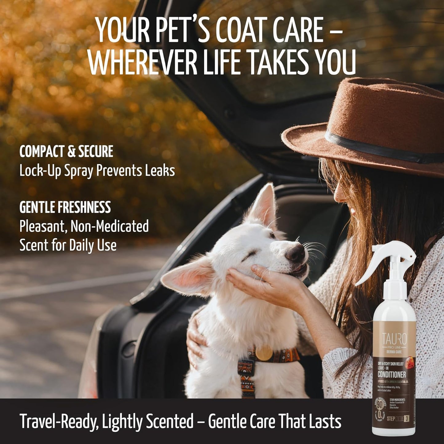 Tauro Pro Line Dog Conditioner Spray for Itchy Skin - Soothes Dry, Sensitive Skin, Calms Itching from Allergies, Dandruff - Leave in Pet Conditioner for Dogs, Cat & Puppy (Derma Care 8.5 Fl Oz)