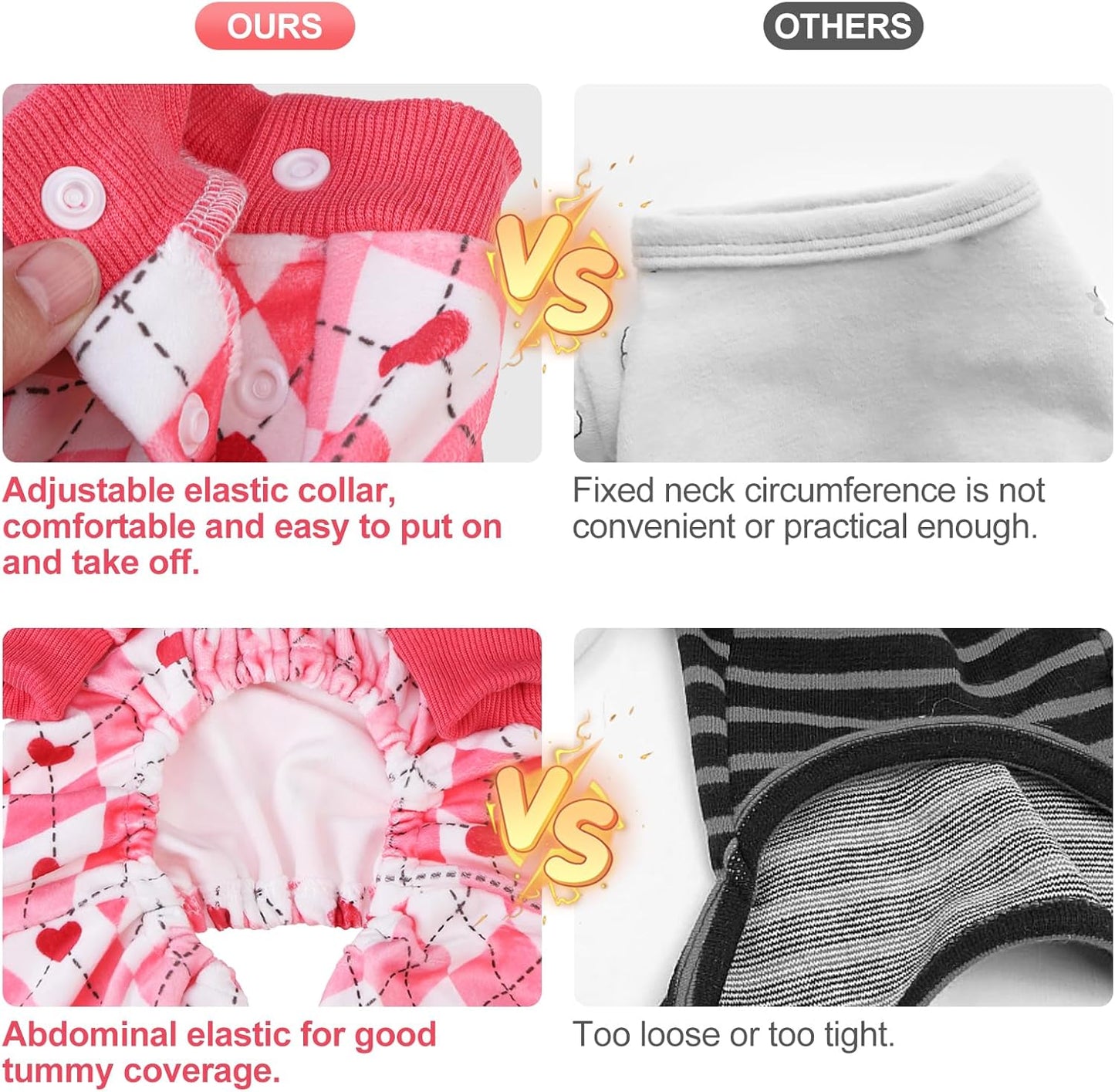 BEAUTYZOO Dog Pajamas Small Sized Dog, Summer Doggie Pajamas for Boy Girl, Soft Strechy Cotton Puppy Pjs Jammies Onesies for Men Women, Pet Jumpsuit Body Suit Cat Apparel Clothes, Pink Heart S