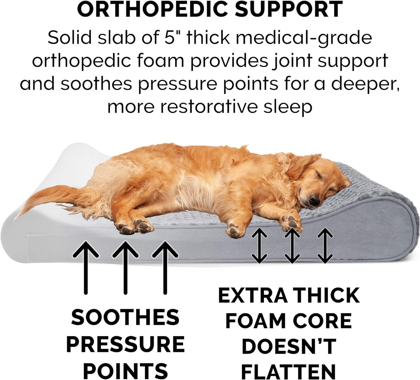 Furhaven Orthopedic Dog Bed for Large/Medium Dogs w/ Removable Washable Cover, For Dogs Up to 38 lbs - Ultra Plush Faux Fur & Suede Luxe Lounger Contour Mattress - Gray, Large