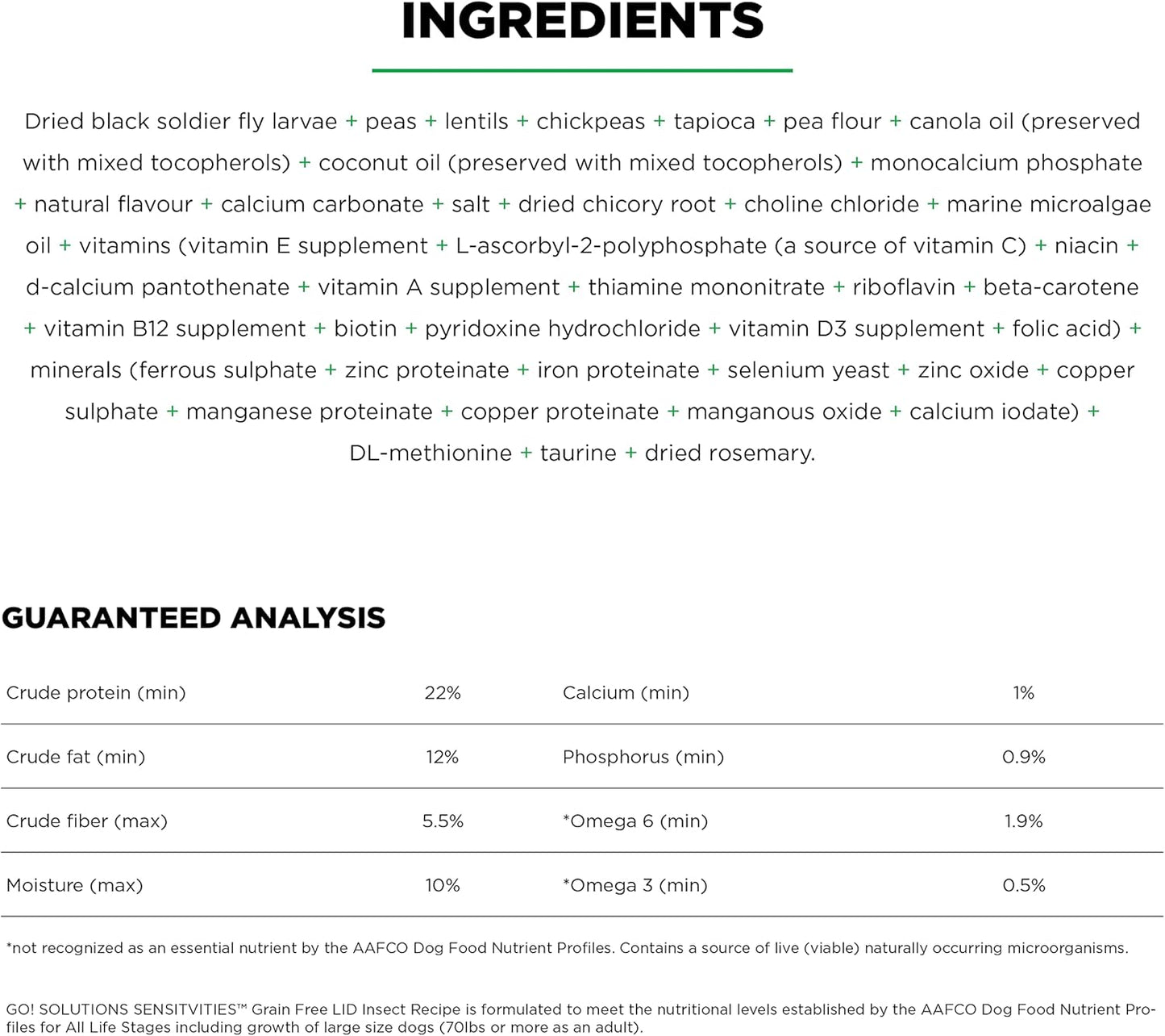 Go! Solutions Sensitivities Limited Ingredients, Grain-Free Dry Dog Food, Insect Recipe for Sensitive Stomach, 22 lb Bag