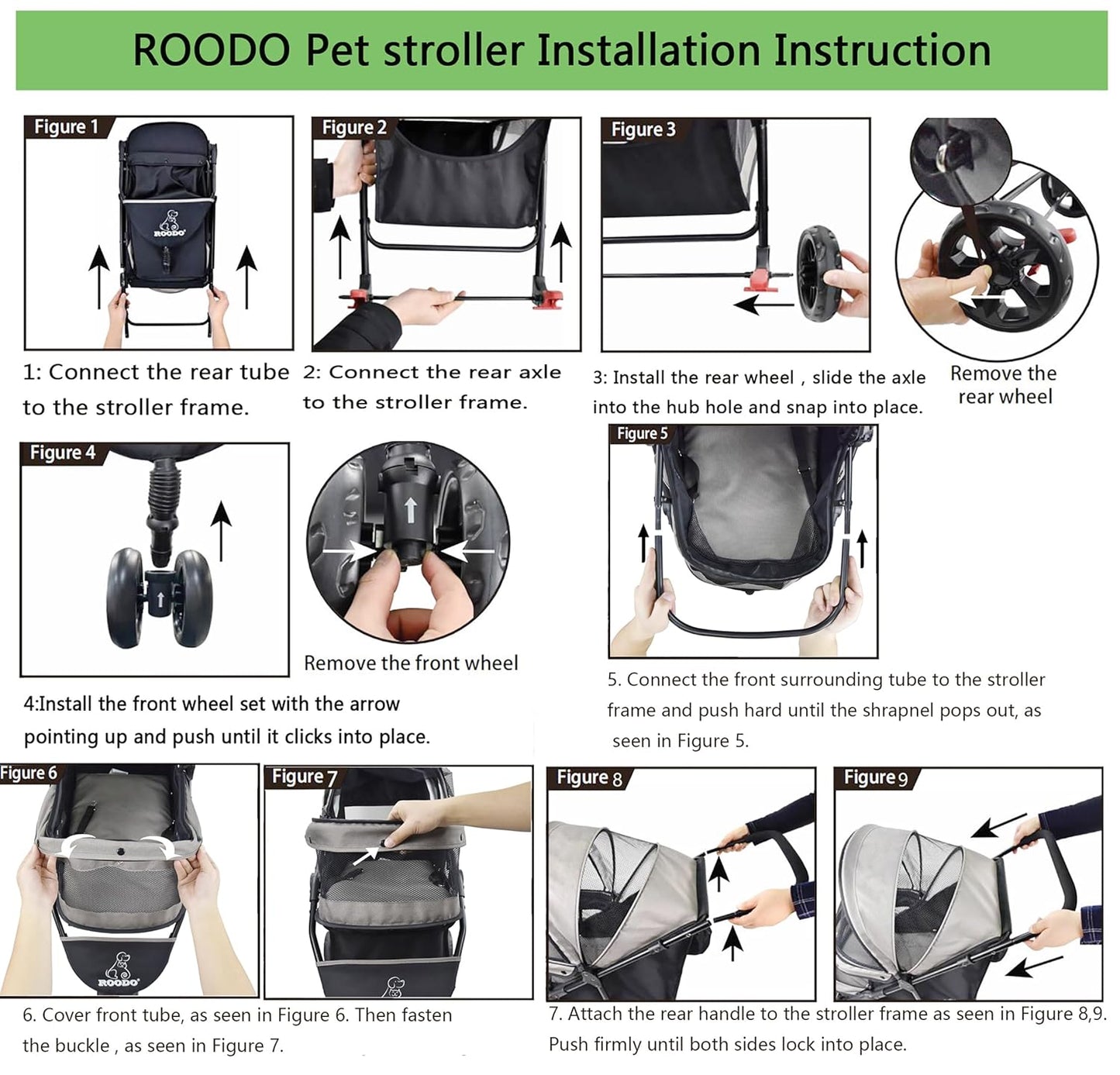 ROODO 4 Wheel Dog Cat Pet Stroller Best Lightweight Foldable Compact Portable Jogger All Terrain Travel Pet Gear Puppy Doggie Bunny Kitty Stroller for up to 30lbs Medium Small Dogs Cats(Sky Blue)