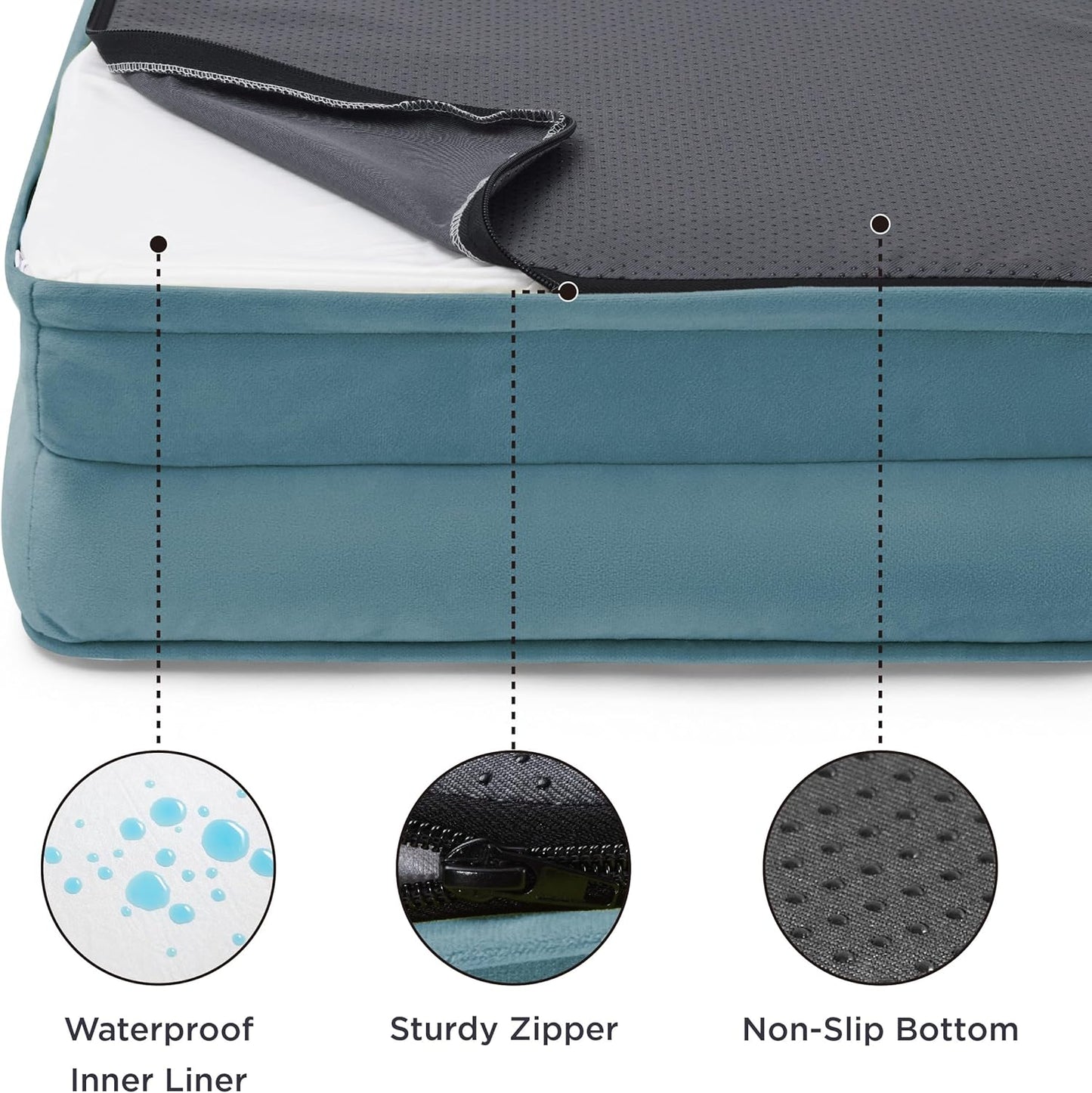 Bedsure Orthopedic Dog Beds Large Sized Dog - Washable Large Dog Cat Bed Waterproof, Comfort Dogs Couch Sofa with Washable Removable Cover, Pet Bed with Nonskid Bottom, Dune Haze Blue, 35"